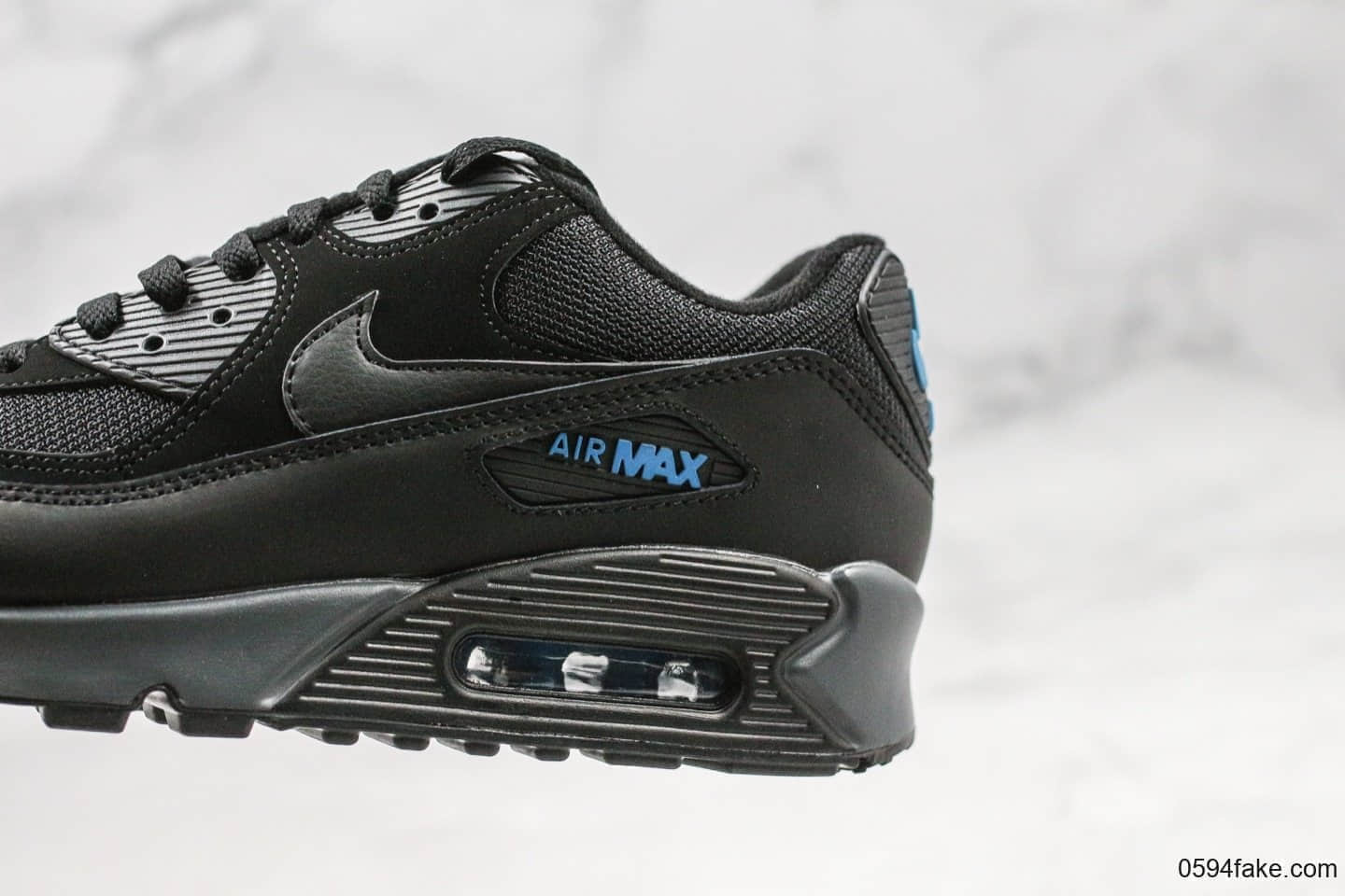 耐克Nike Air Max 90 Essential纯原版本max90复古气垫运动慢跑鞋黑蓝色内置可视气垫皮革鞋面 货号:CN0194-001