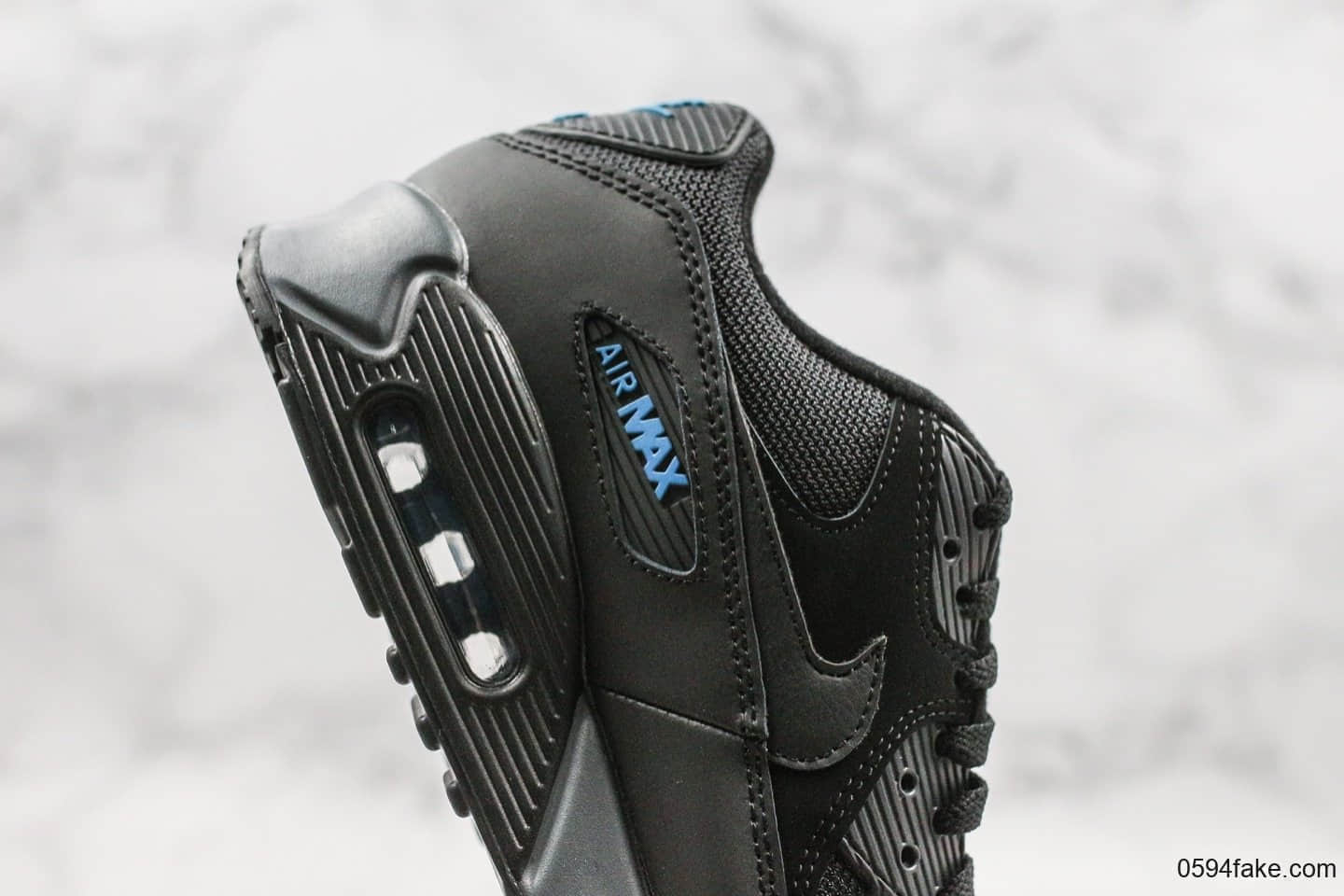 耐克Nike Air Max 90 Essential纯原版本max90复古气垫运动慢跑鞋黑蓝色内置可视气垫皮革鞋面 货号:CN0194-001