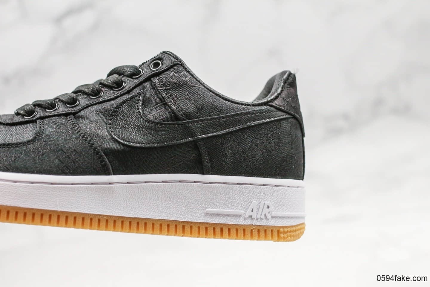 耐克Nike Air Force 1 Premium Game Black x Fragment Design x CLOT纯原版本三方联名款陈冠希空军一号低帮黑色丝绸表皮可撕裂内置全掌气垫原档案数据开发 货号:CZ3986-001