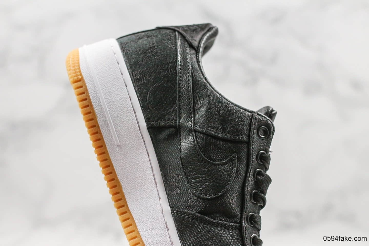 耐克Nike Air Force 1 Premium Game Black x Fragment Design x CLOT纯原版本三方联名款陈冠希空军一号低帮黑色丝绸表皮可撕裂内置全掌气垫原档案数据开发 货号:CZ3986-001