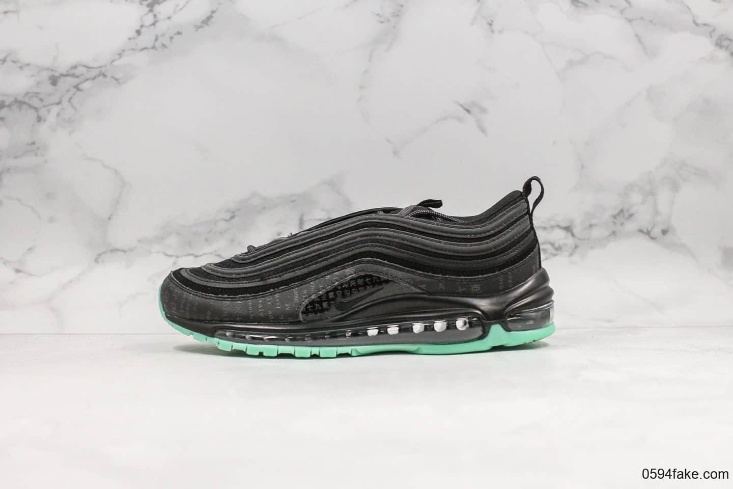 耐克Nike Air Max 97 Premium Green Glow纯原版本复古Max97黑数码骇客帝国绿配色正确小潘气垫完美细节原底原面 货号:921826-017