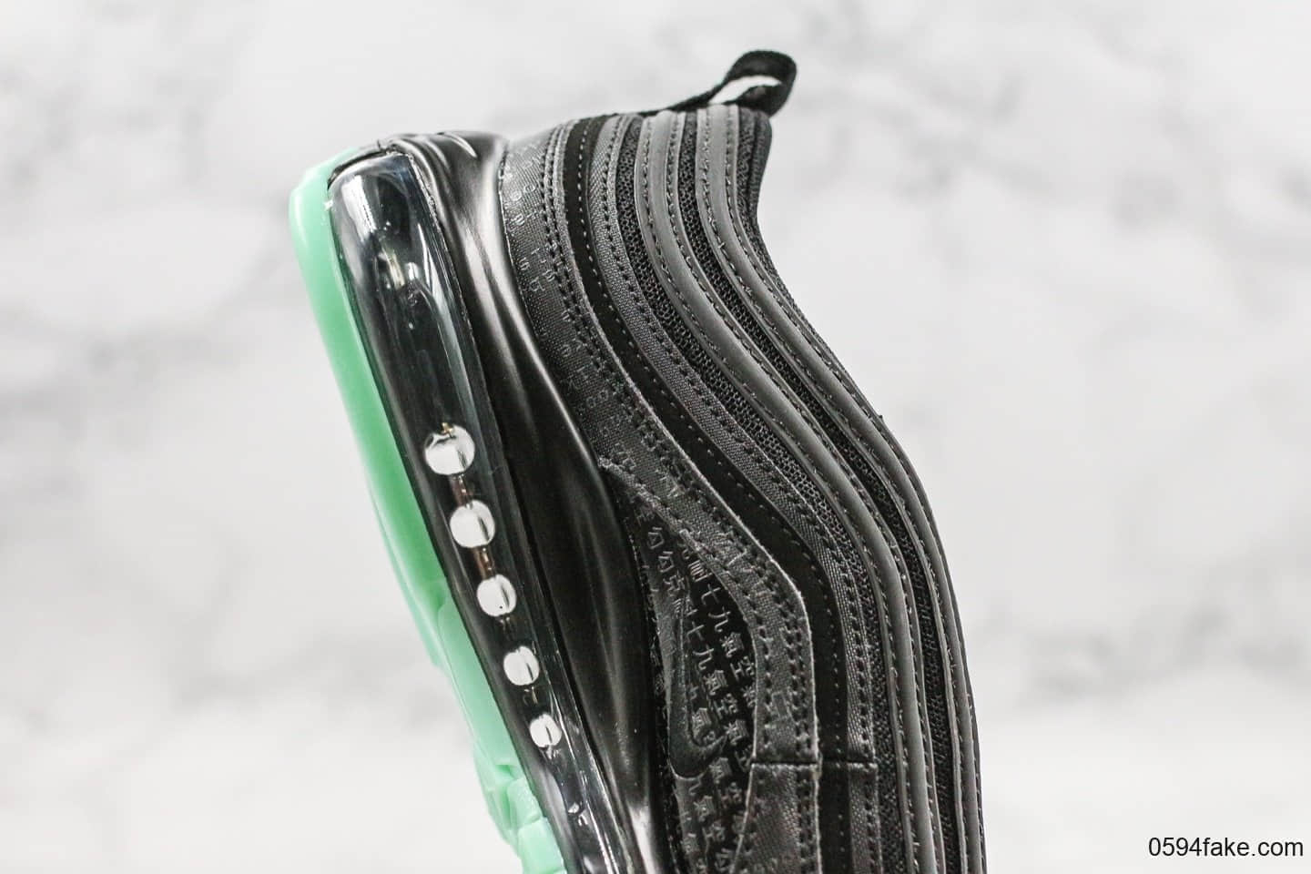 耐克Nike Air Max 97 Premium Green Glow纯原版本复古Max97黑数码骇客帝国绿配色正确小潘气垫完美细节原底原面 货号:921826-017