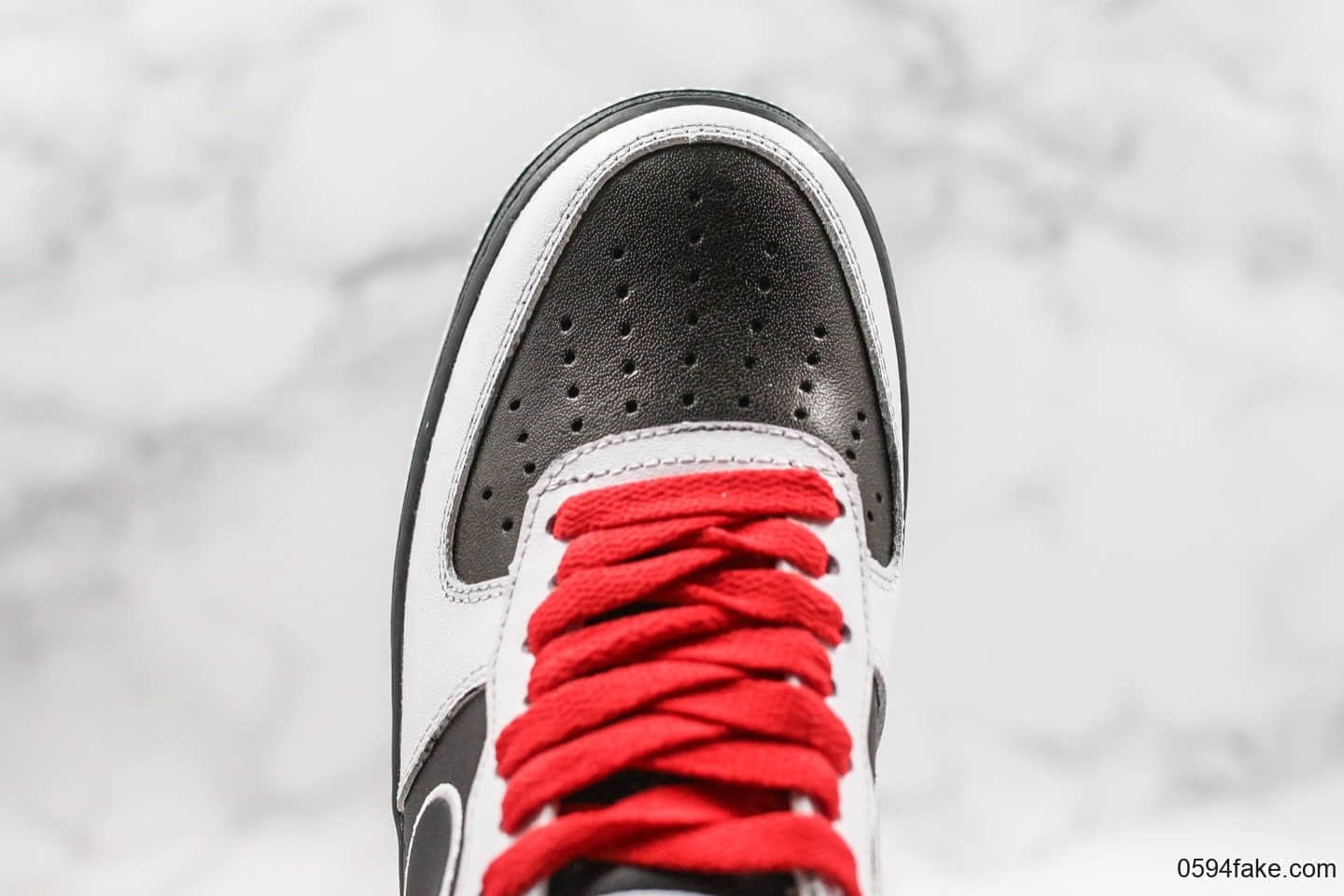 耐克Nike Air Force 1 Mid '07公司级版本低帮空军一号白黑红熊猫拼接内置原厂气垫官方同步RFID芯片原档案数据开发 货号:AQ3776-990