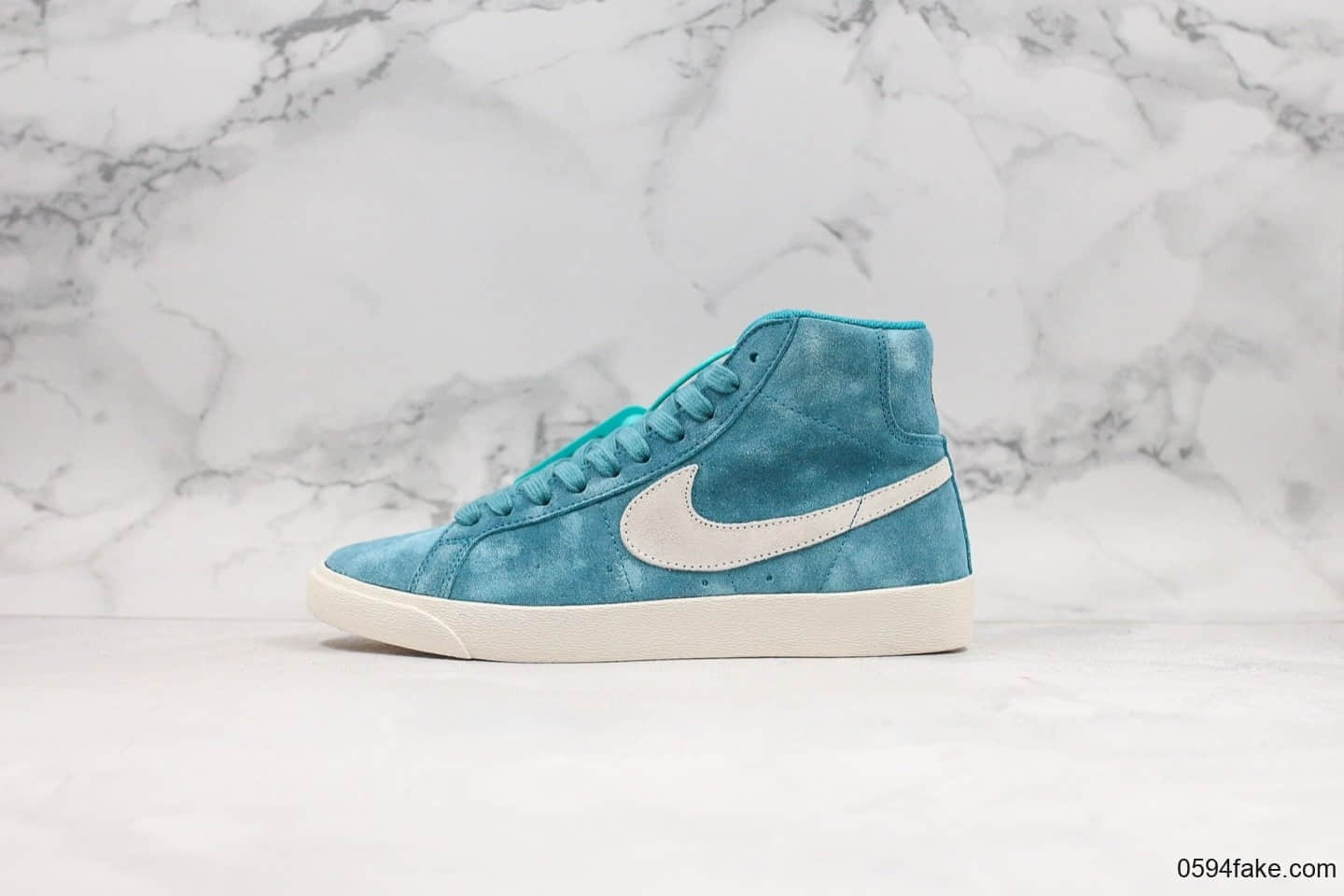 耐克Nike SB Zoom Blazer MID公司级版本高帮开拓者蓝色后跟玫瑰刺绣内置Zoom气垫区别市面通货版本 货号:864349-406