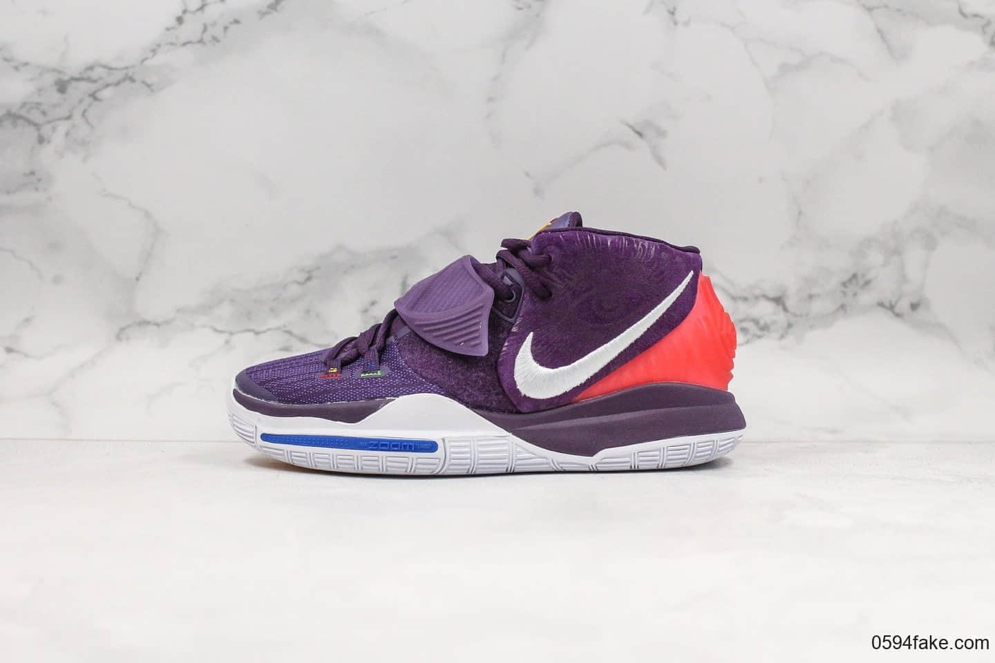 耐克Nike Kyrie 6 Grand Purple纯原版本欧文6代黑紫色内置气垫麂皮材质原档数据采集原厂Ortholite 欧斯莱缓震鞋垫 货号:BQ4630-500
