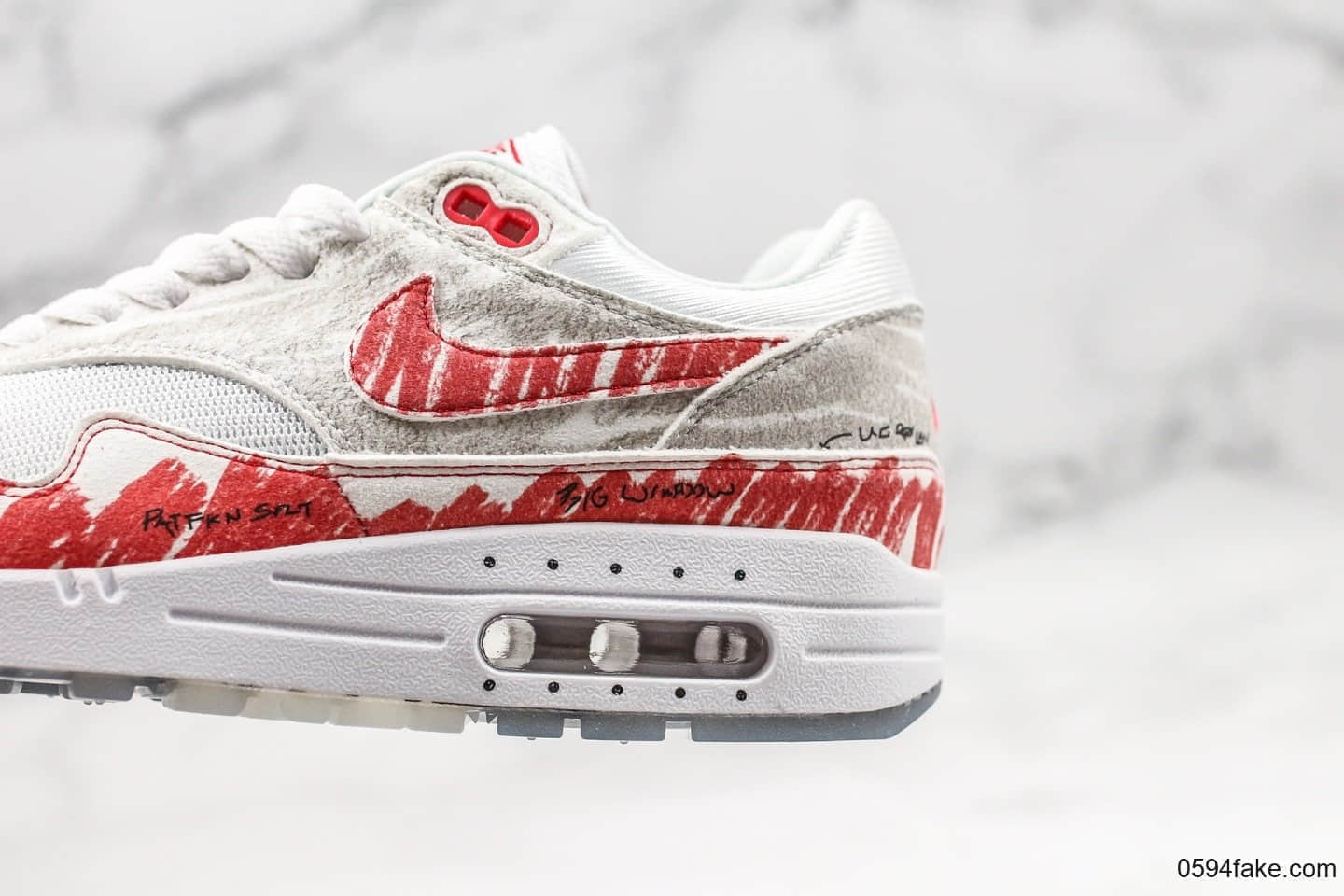 耐克Nike Air Max 1 Sketch Schematic公司级版本手绘涂鸦二次元红手稿黑线描绘小气垫运动潮鞋 货号：CJ4286-101