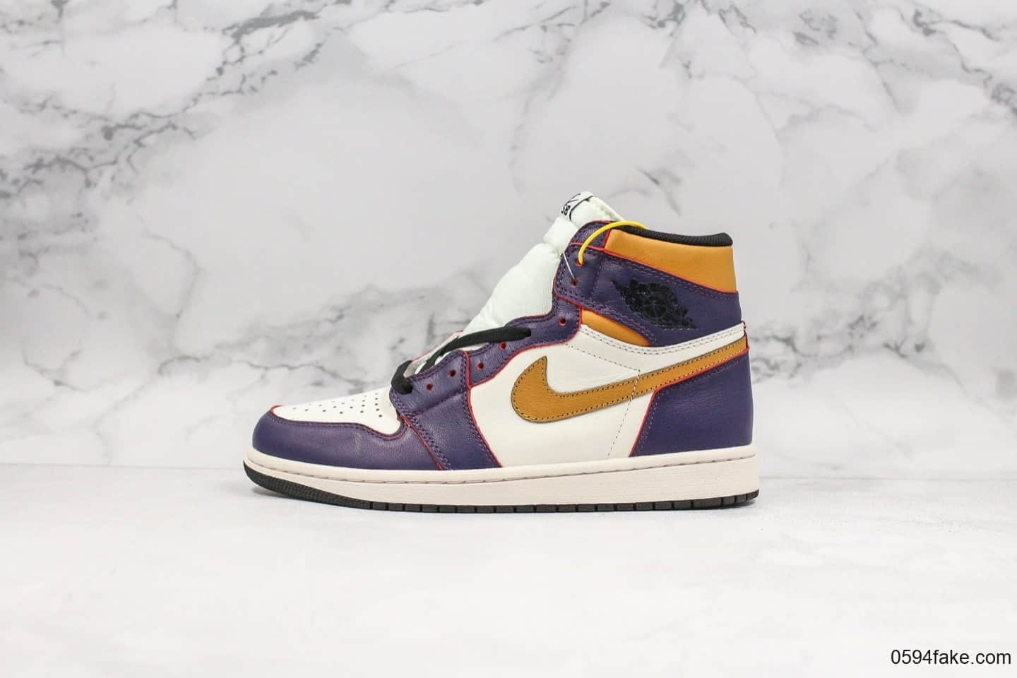 耐克Nike SB x AirJordan1 High OG Court Purple联名款乔1刮刮乐湖人黄紫配色原厂客供皮料原盒原标原鞋开模完美后跟定形 货号:CD6578-507