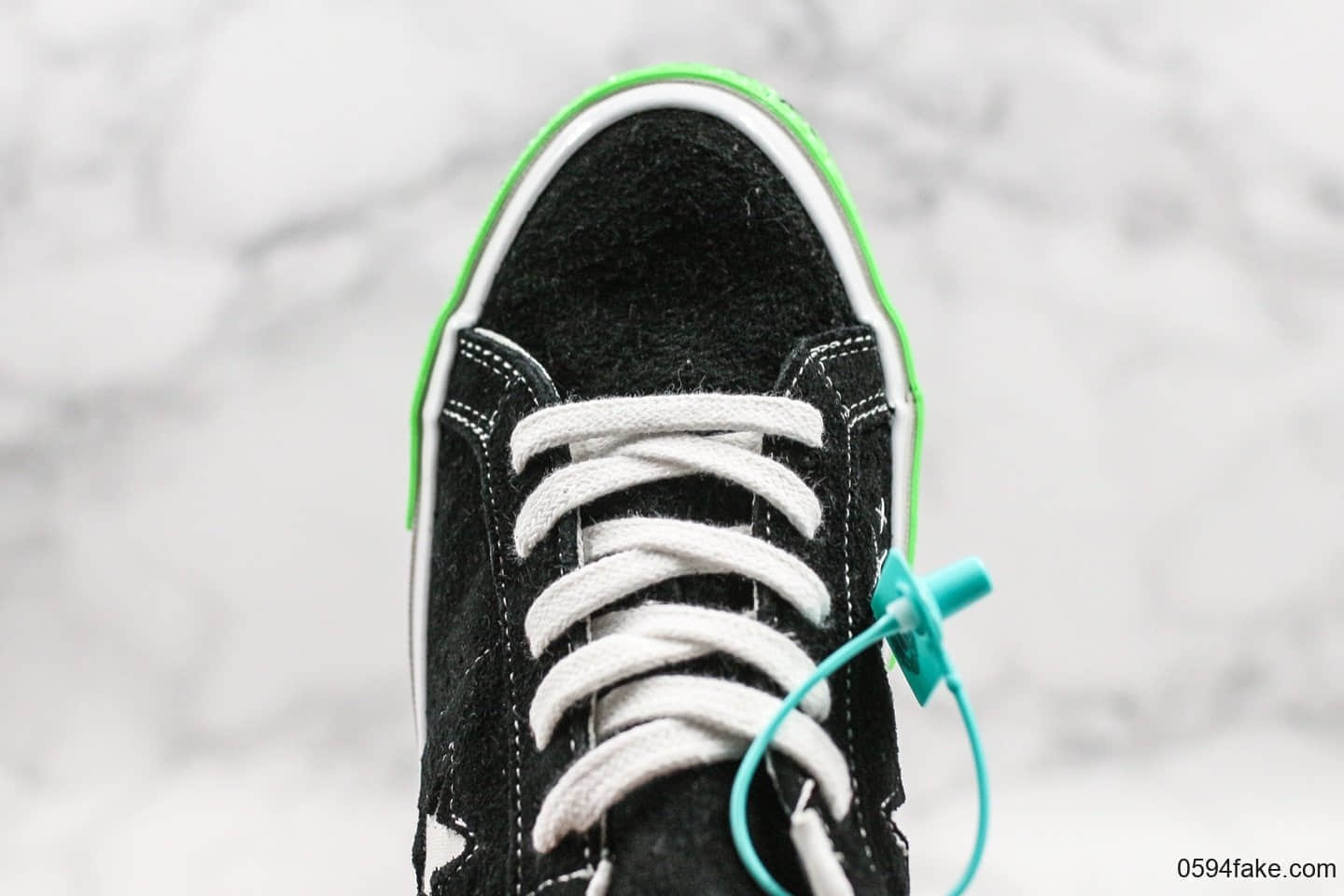 匡威sadboys Gear x Converse x One star Toxic系列公司级版本经典黑色麂皮荧光一星系列经典低帮复古皮革休闲百搭硫化板鞋萤光绿老虎头经典黑一星 货号:158369C