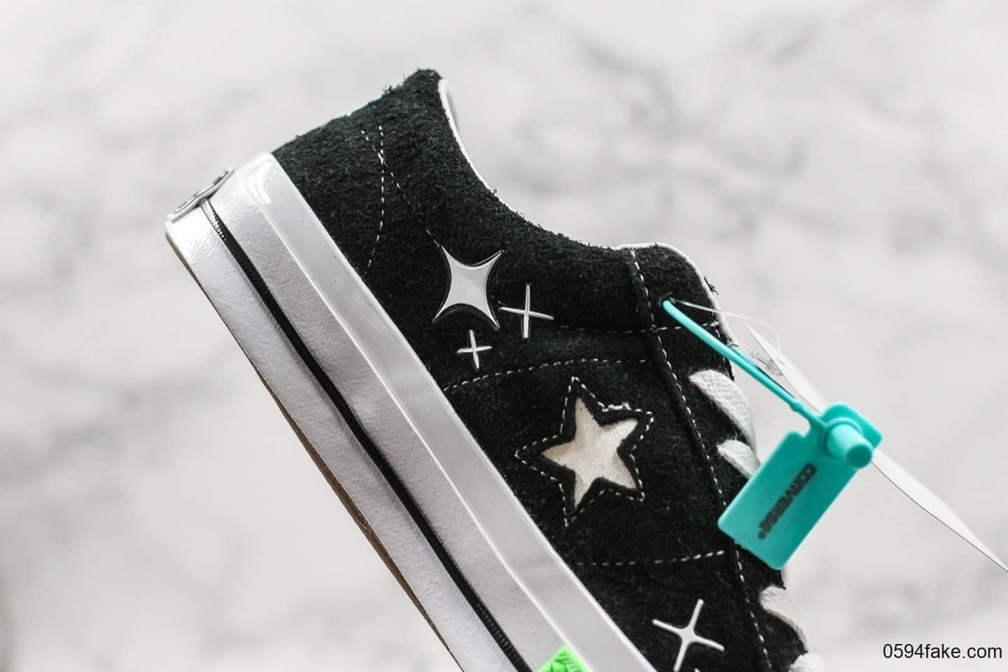 匡威sadboys Gear x Converse x One star Toxic系列公司级版本经典黑色麂皮荧光一星系列经典低帮复古皮革休闲百搭硫化板鞋萤光绿老虎头经典黑一星 货号:158369C