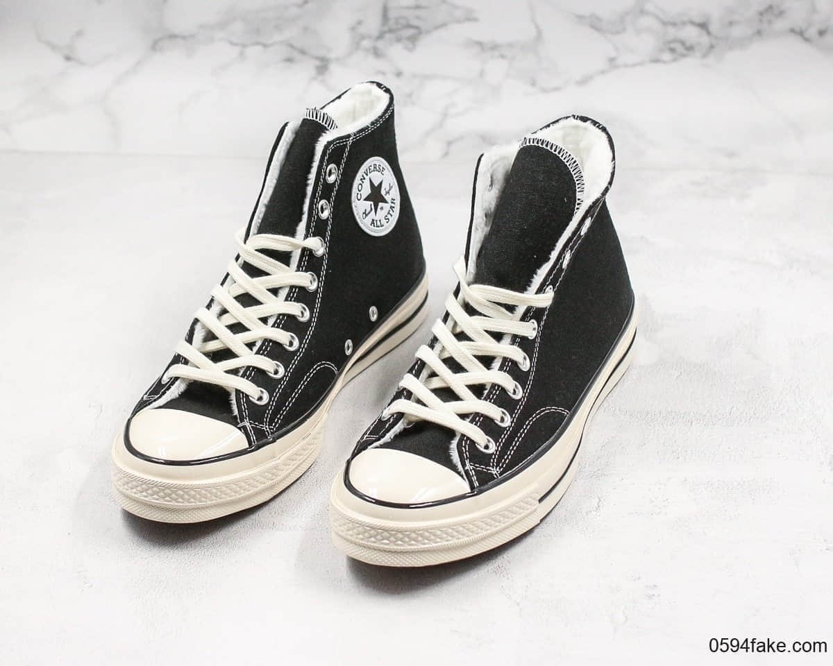 匡威Converse Chuck 70高帮帆布鞋2019秋冬款加绒系列黑色公司级