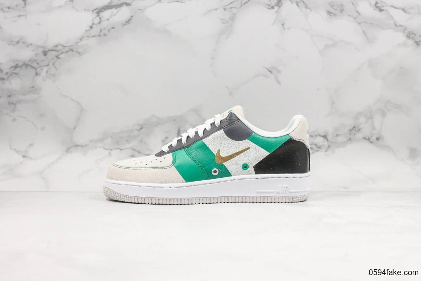 耐克NIKE AIR FORCE 1 '07 PRM 1纯原版本低帮AF1小钩灰黑绿2019年秋冬新款原楦头原纸板打造同步RFID芯片 货号:CL0065-100