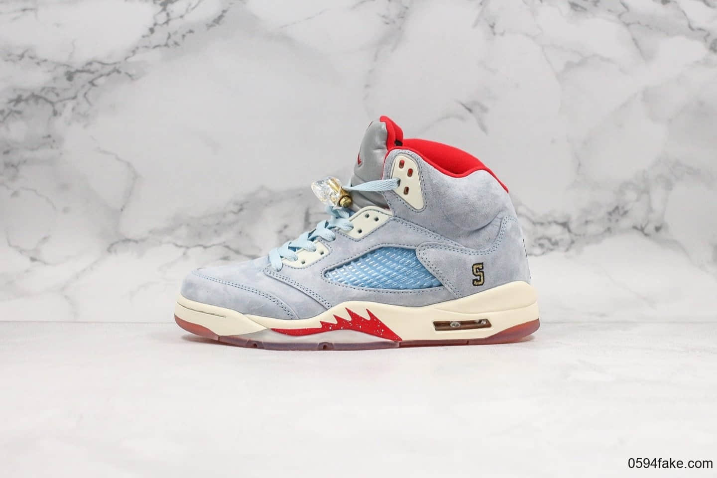 乔丹Air Jordan 5 Trophy Room x Ice Blue纯原版本联名款AJ5乔丹之子亲友家族联名鞋面采用进口牛巴革打造原档案数据开发区别市面低版本 货号:CI1899-400