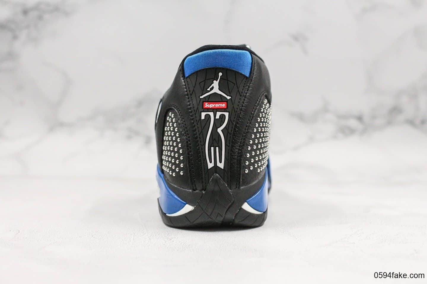 乔丹Air Jordan 14 x Supreme纯原版本联名款AJ14皇家蓝配色法拉利车标型原档案数据开发打造 货号:BV7630-004