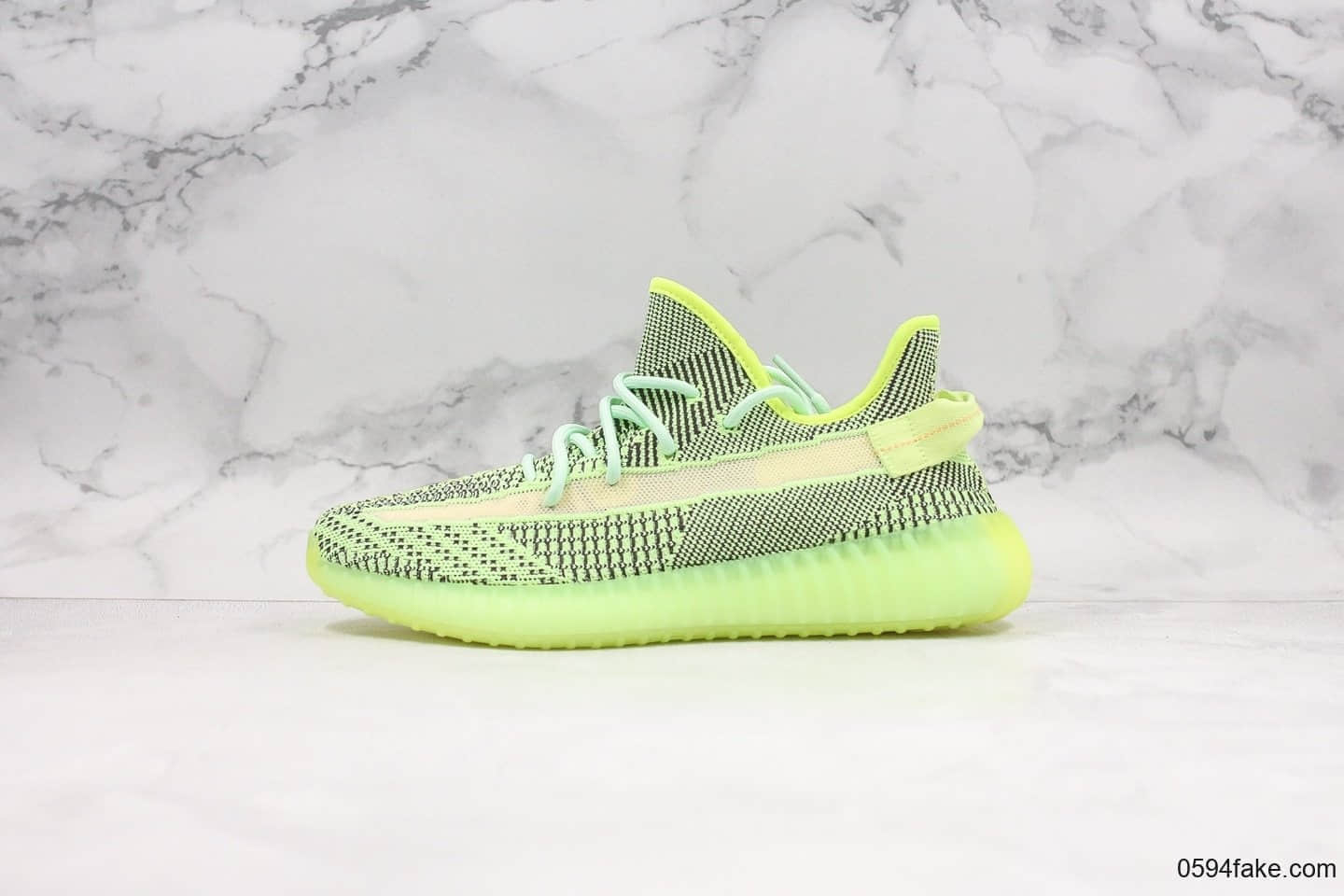 阿迪达斯Adidas YEEZY BOOST 350 V2 YECHEIL公司级版本椰子350V2全新配色荧光绿真巴斯夫爆米花大底镂空蚕丝半透明网纱鞋面 货号:FW5191