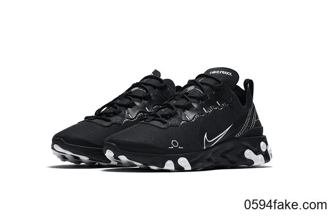 Nike React Element 55还有黑色线稿!情侣鞋没跑了!