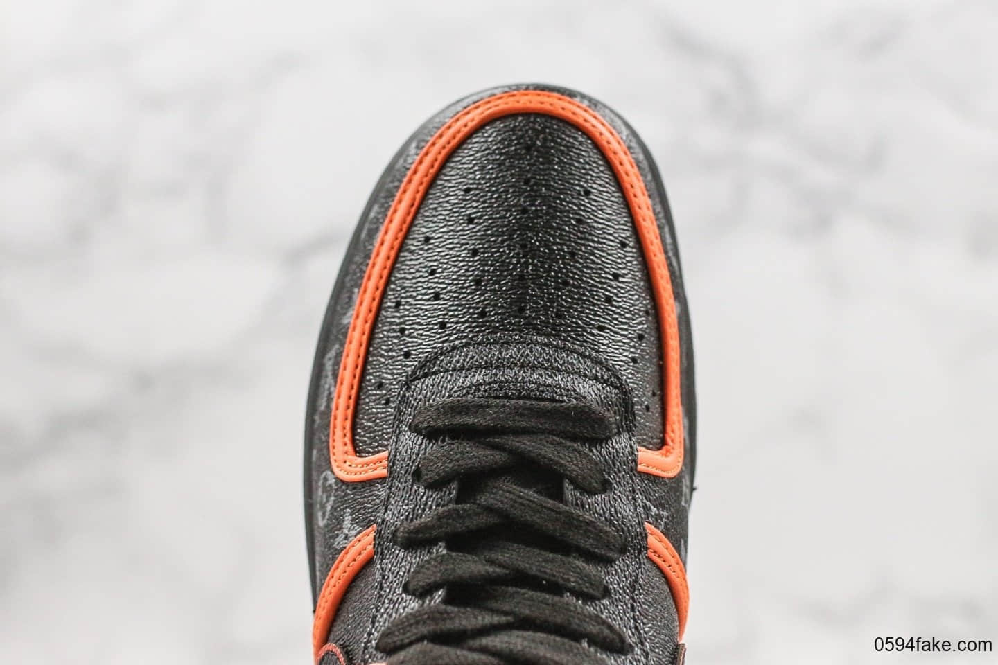 耐克Nike Air Force 1 Low x Louis Vuitton纯原版本路易威登联名印花低帮空军一号黑橘配色原档案数据开发 货号:AQ4211-100
