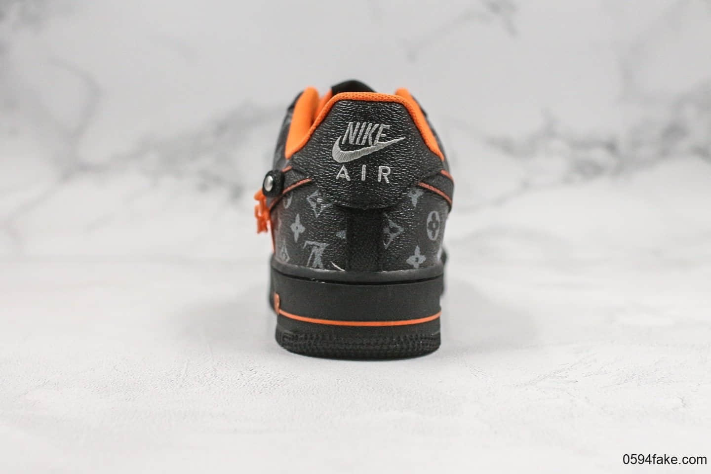 耐克Nike Air Force 1 Low x Louis Vuitton纯原版本路易威登联名印花低帮空军一号黑橘配色原档案数据开发 货号:AQ4211-100
