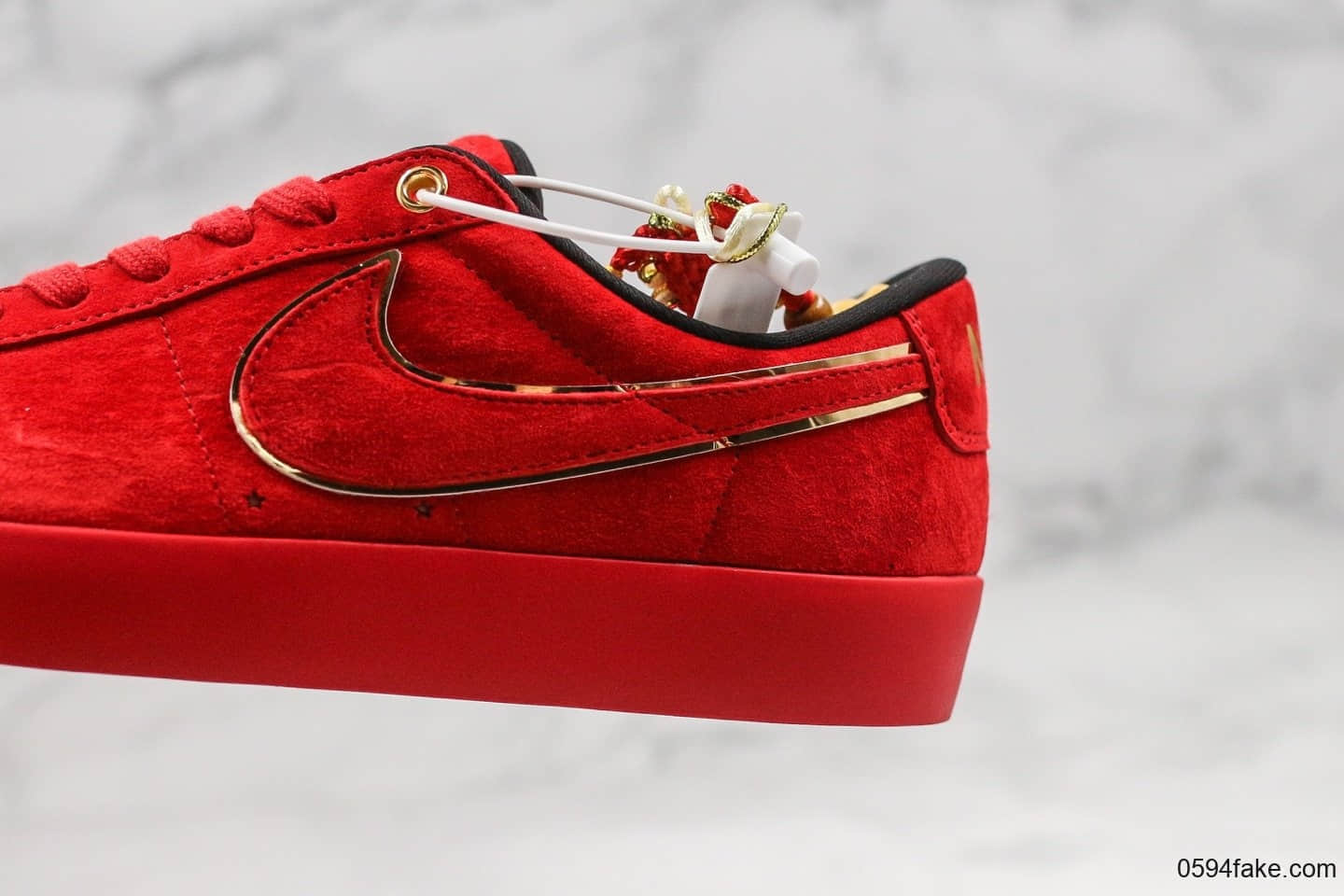 耐克Nike SB Blazer OG QS纯原版本低帮开拓者中国红鼠年贺岁版本顶级头层猪八材质原档案数据开发原盒原标 货号:CJ7049-818