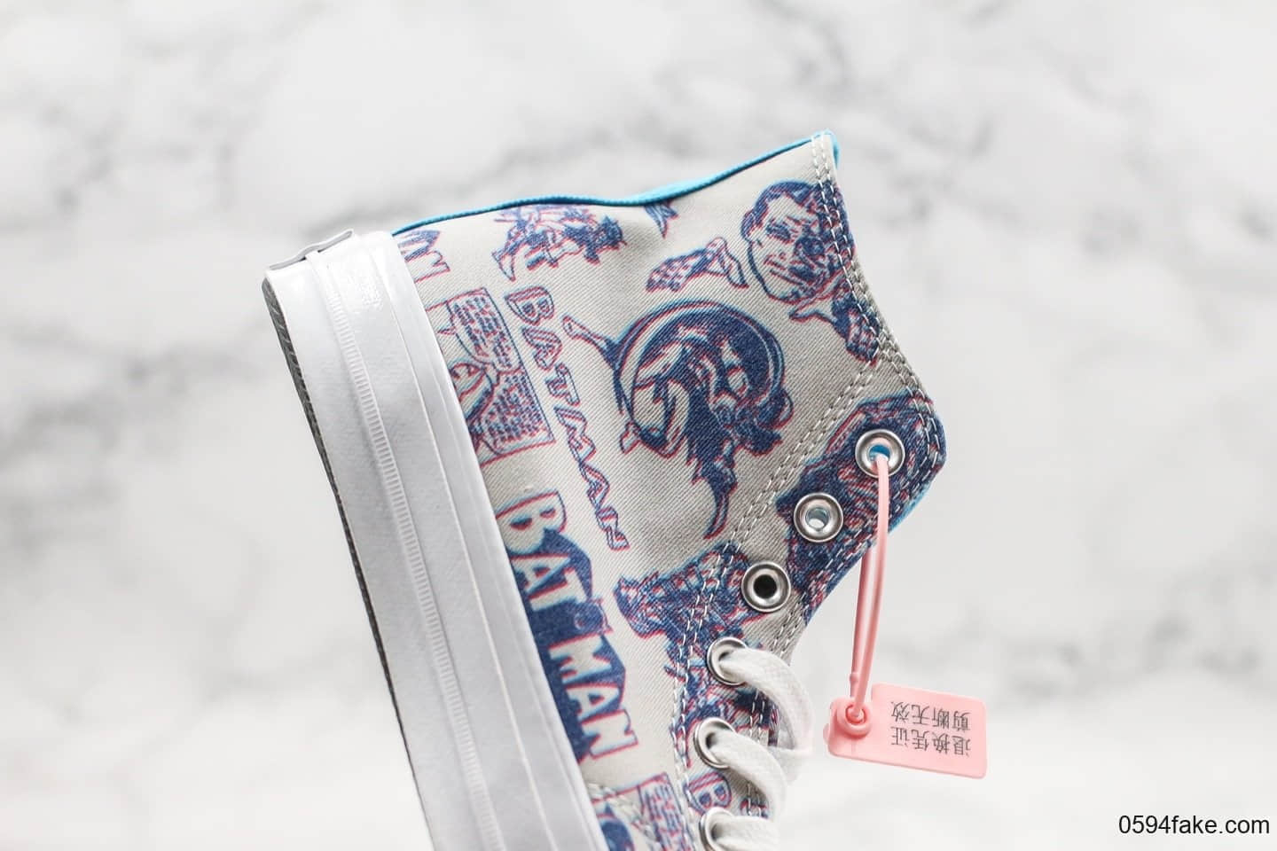 匡威Batman x Chinatown Market x CONVERSE公司级版本三方联名款蝙蝠侠涂鸦老鼠灰配色高帮帆布鞋原厂硫化大底 货号:167512