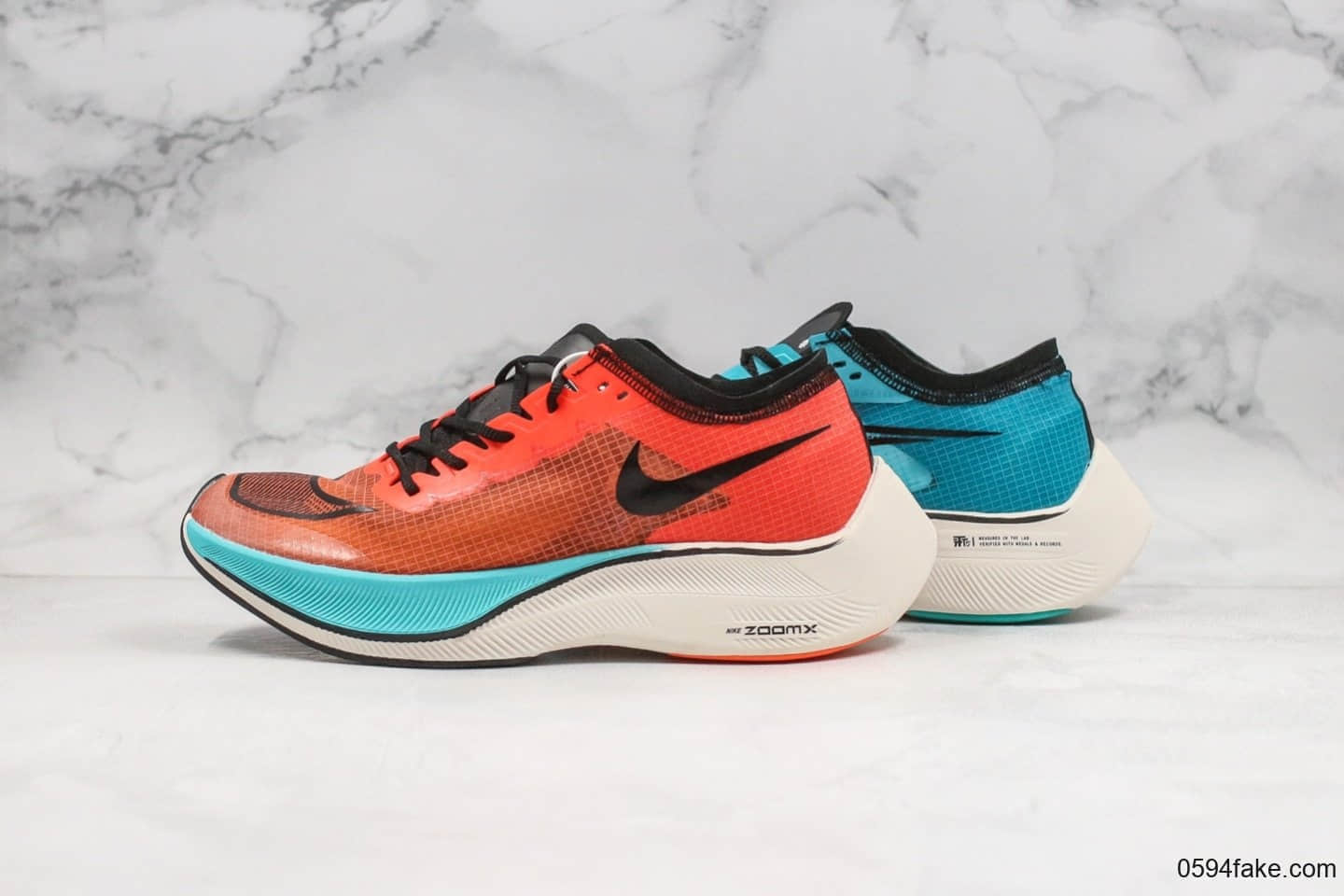 耐克Nike ZoomX Vaporfly NEXT%公司级版本轻质马拉松跑鞋蓝橙色内置Zoomx缓震科技原楦头纸板打造 货号:CD4553-300