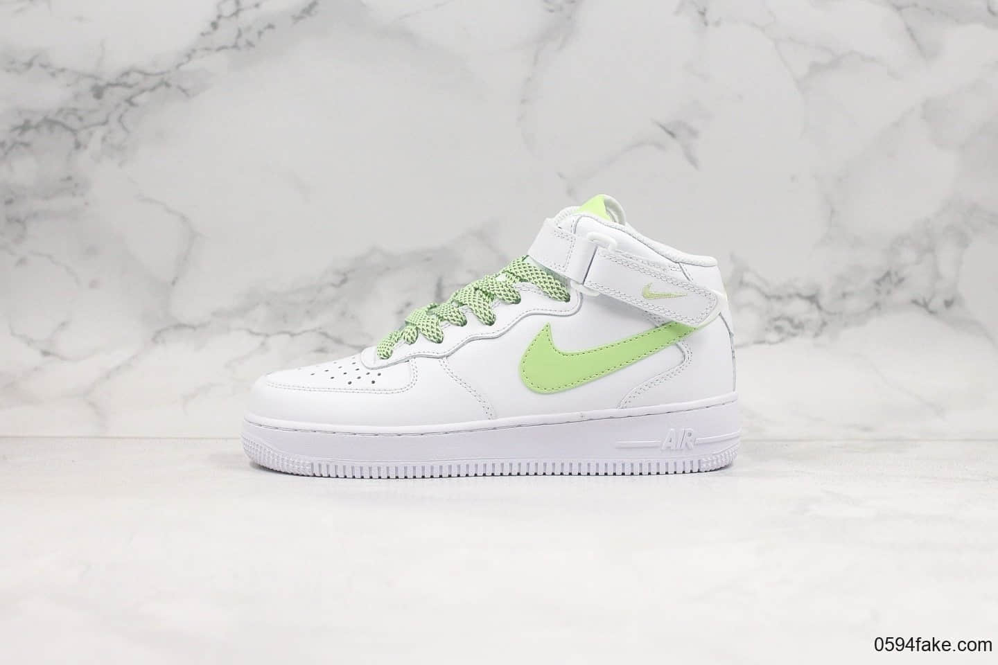 耐克Nike Air Force 1 '07 LV8纯原版本中帮空军一号3D白绿满天星内置全掌Sole气垫鞋面高清洁度 货号:366731-910