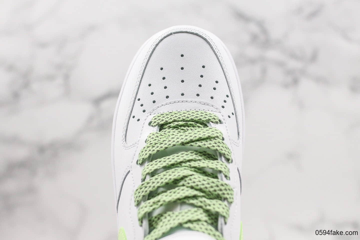 耐克Nike Air Force 1 '07 LV8纯原版本中帮空军一号3D白绿满天星内置全掌Sole气垫鞋面高清洁度 货号:366731-910