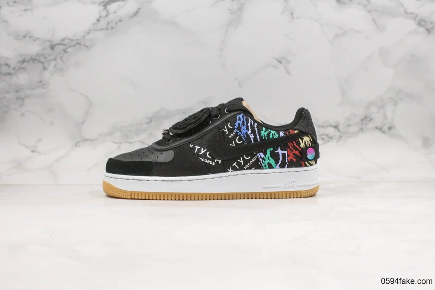 耐克Nike Air Force 1 TS x Travis Scott纯原版本联名款低帮空军一号黑色涂鸦内置气垫原厂开发大底 货号:CN2405-001
