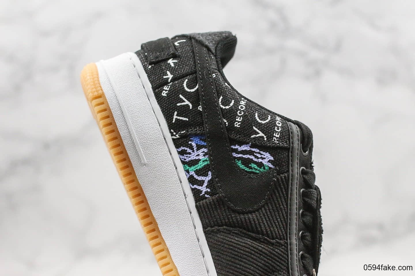 耐克Nike Air Force 1 TS x Travis Scott纯原版本联名款低帮空军一号黑色涂鸦内置气垫原厂开发大底 货号:CN2405-001
