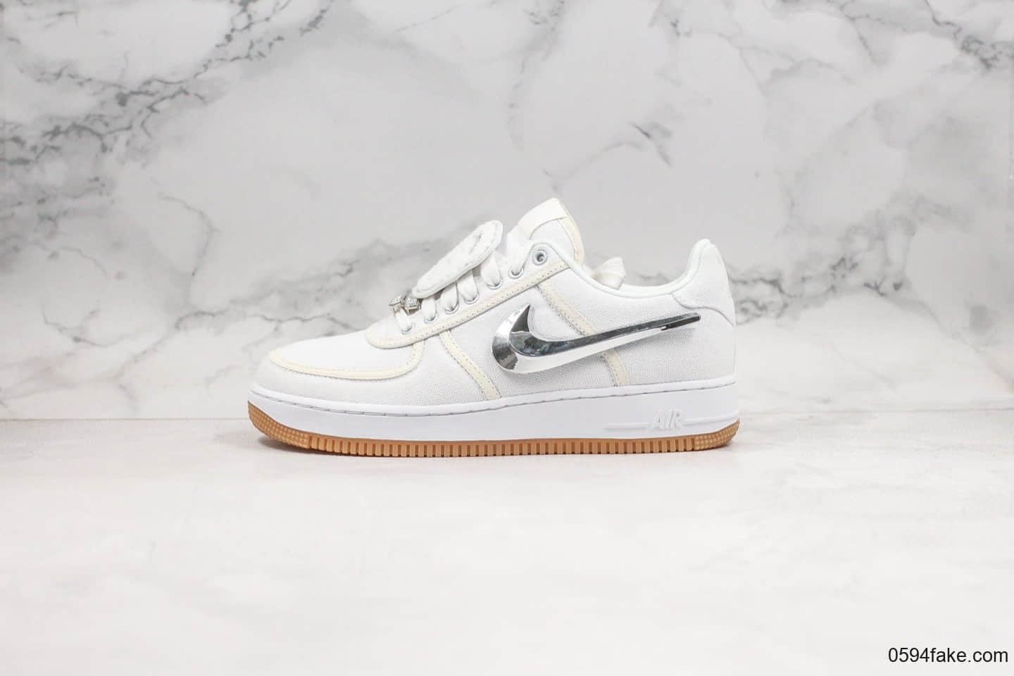 耐克Nike Air Force 1 AF 100 x Travis Scott纯原版本联名款3M全白空军一号魔术勾内置气垫原装配件无任何色差 货号:AQ4211-101