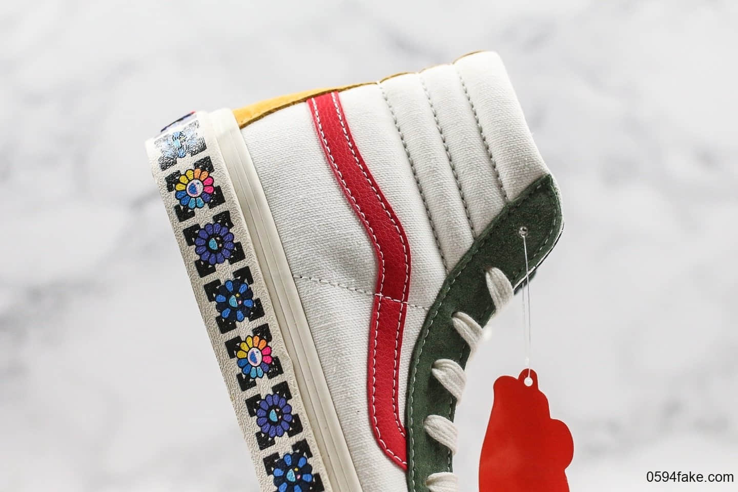 万斯Vans Style 138 LX OG公司级版本高帮村上隆小花花朵红绿条纹原厂硫化大底内置钢印原盒原标