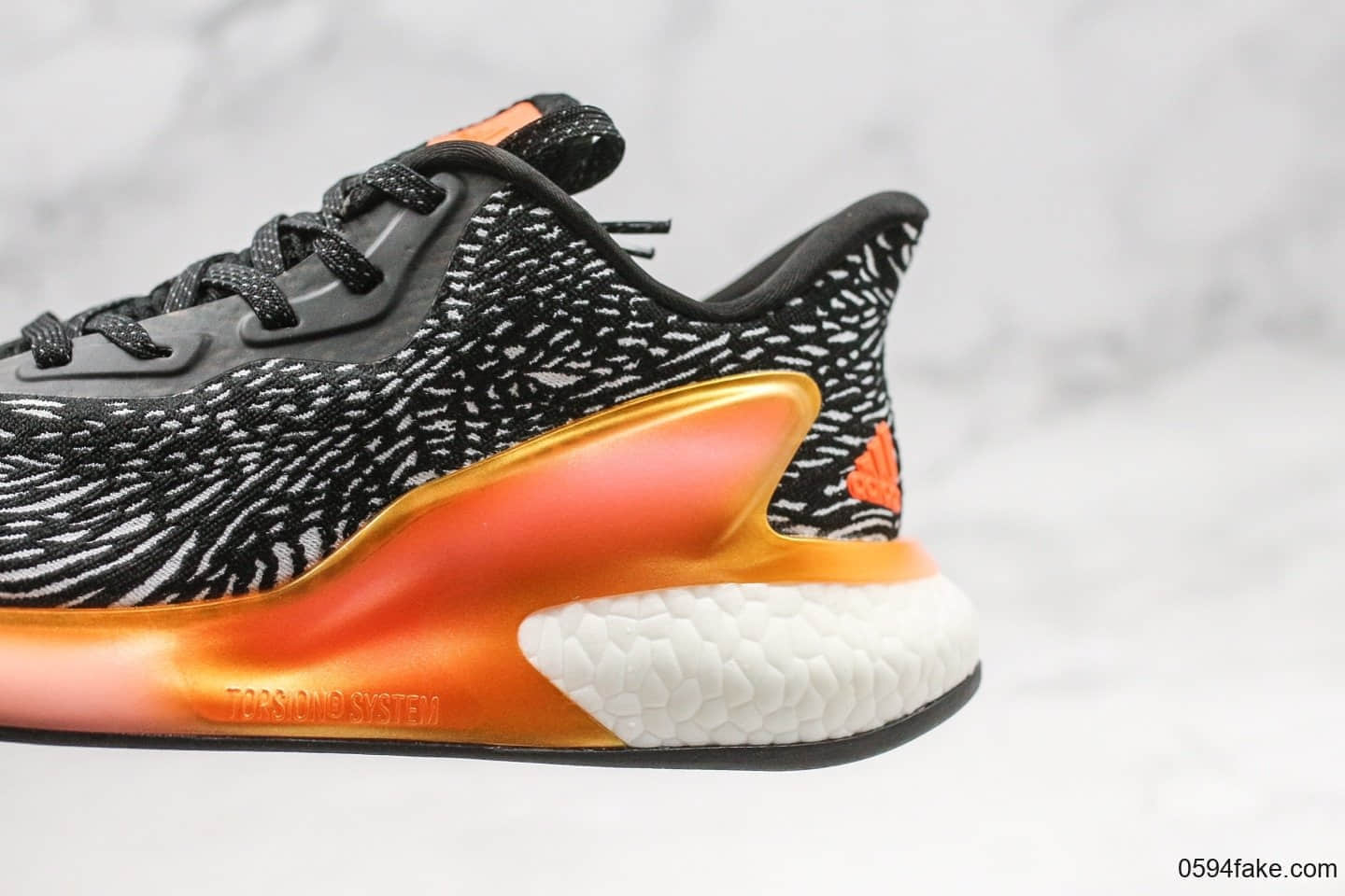 阿迪达斯Adidas Alphaboost System纯原版本阿尔法爆米花黑橙色内置原厂Boost缓震中底搭载马牌防滑橡胶外底 货号：FW8308