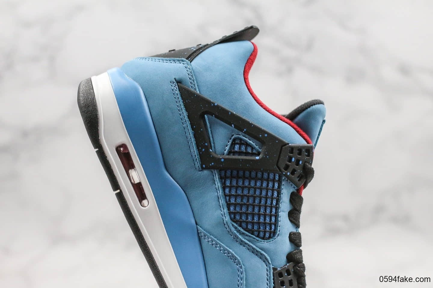 乔丹Air Jordan 4 x Travis Scott纯原版本联名款AJ4蓝色内置可视气垫原档案数据开发区别市面通货版本 货号:308497-406