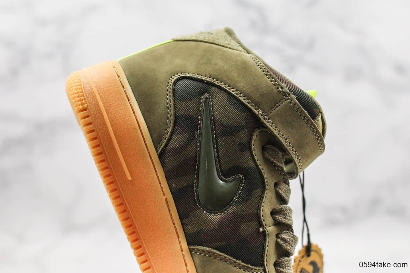 耐克Nike Air Force 1 Jewel Mid纯原版本空军一号法国军事主题配色迷彩绿橄榄绿内置全掌蜂窝气垫原装麂皮防水面料 货号:AV2586-200