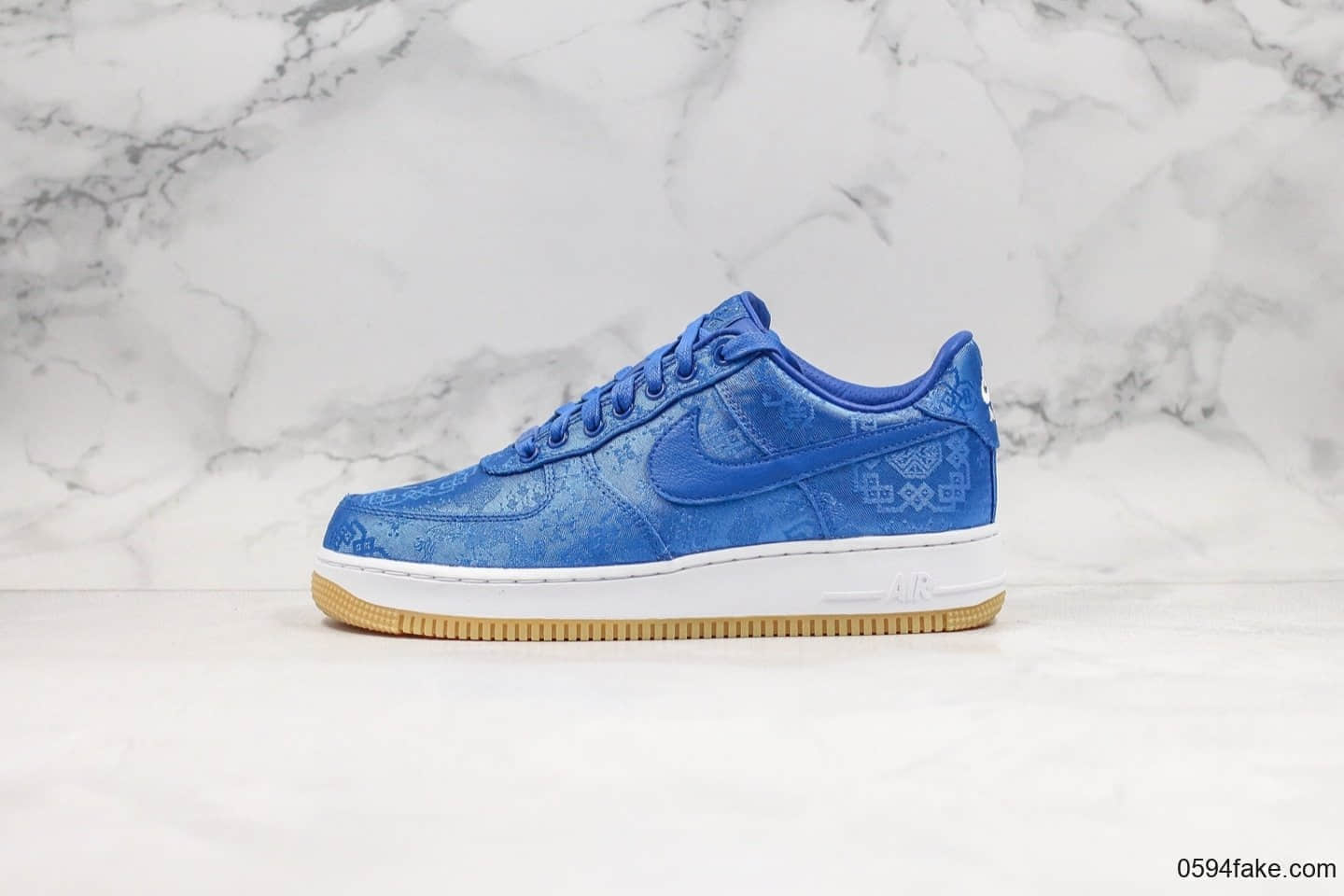 耐克Nike Air Force 1 GPX Premium Game Black x Fragment Design xCLOT纯原版本陈冠希联名款蓝丝绸三方联名款内置ZOOM气垫丝绸面料 货号:CJ5290-400