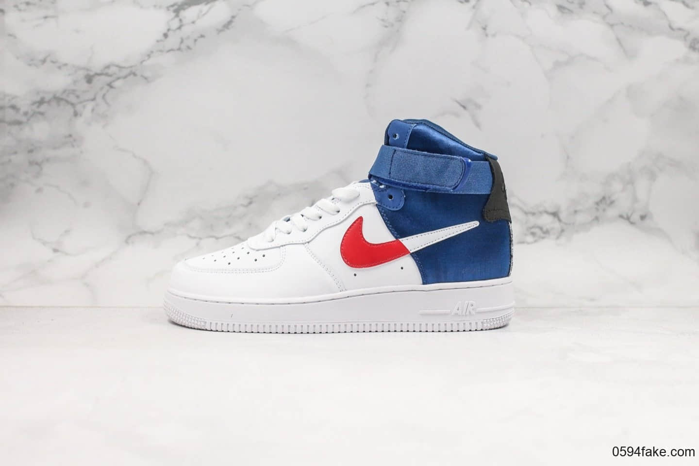 耐克Nike Air Force 1 High LV8 NBA纯原版本联名款白蓝红丝绸拼接高帮空军一号内置气垫 货号:BQ4591-102