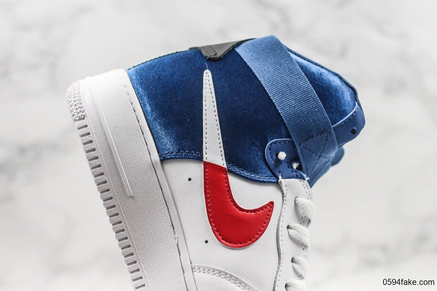 耐克Nike Air Force 1 High LV8 NBA纯原版本联名款白蓝红丝绸拼接高帮空军一号内置气垫 货号:BQ4591-102