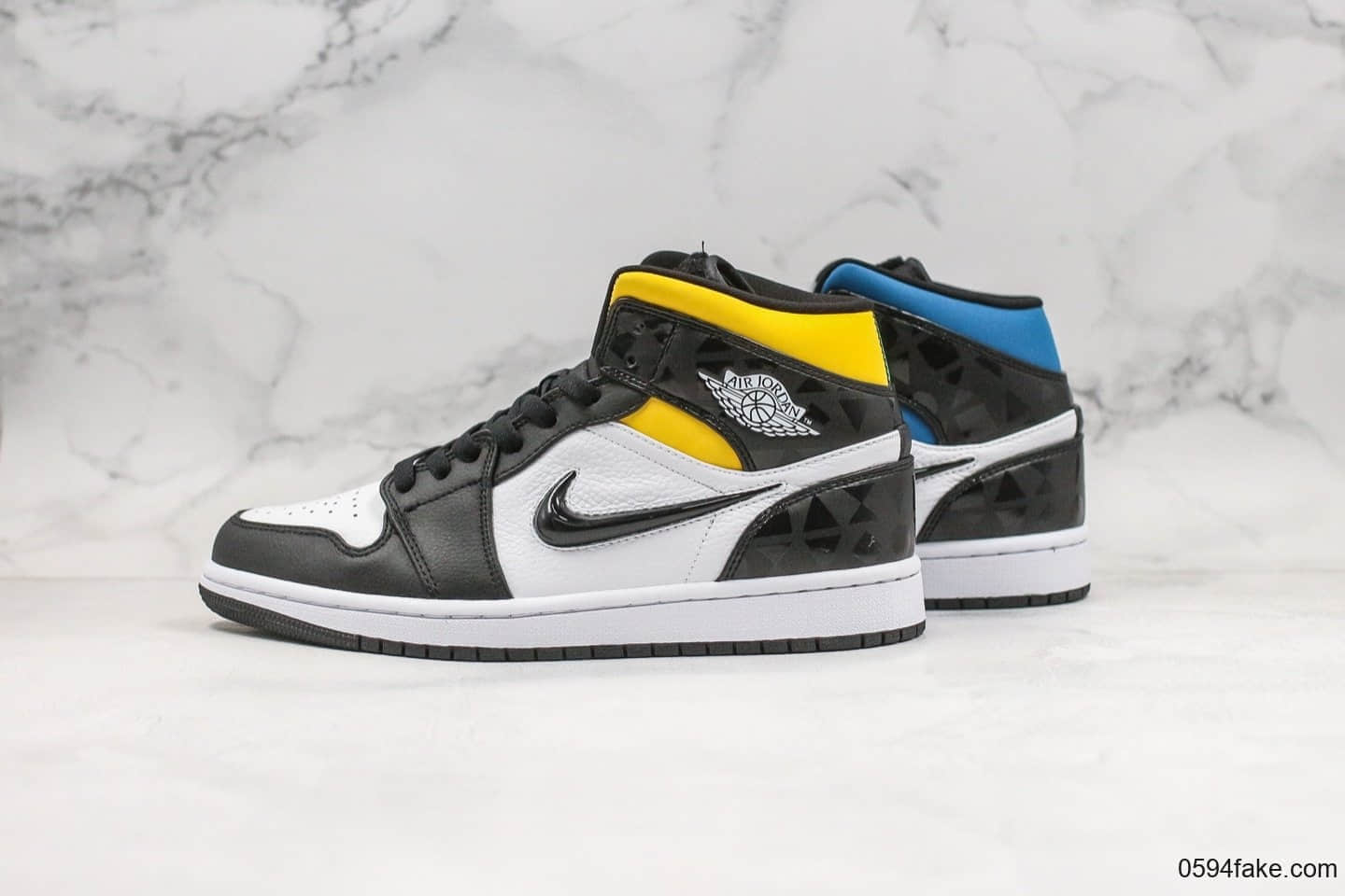 乔丹Air Jordan 1 Quai54 Mid (2019)公司级版本法国街球四色鸳鸯拼接中帮AJ1内置后掌Sole气垫原档案数据开发 货号:CJ9219-001