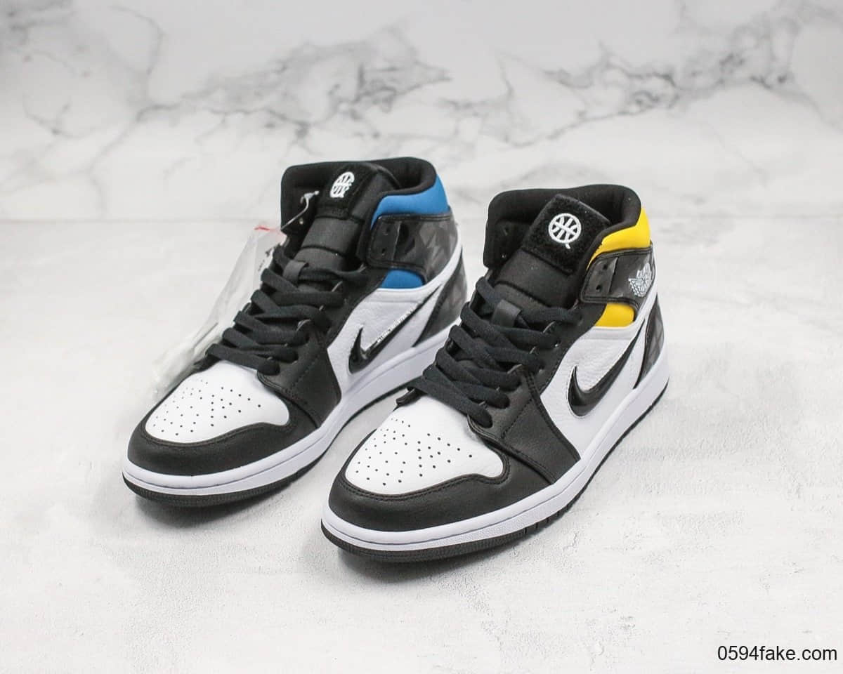 乔丹Air Jordan 1 Quai54 Mid (2019)公司级版本法国街球四色鸳鸯拼接中帮AJ1内置后掌Sole气垫原档案数据开发 货号:CJ9219-001