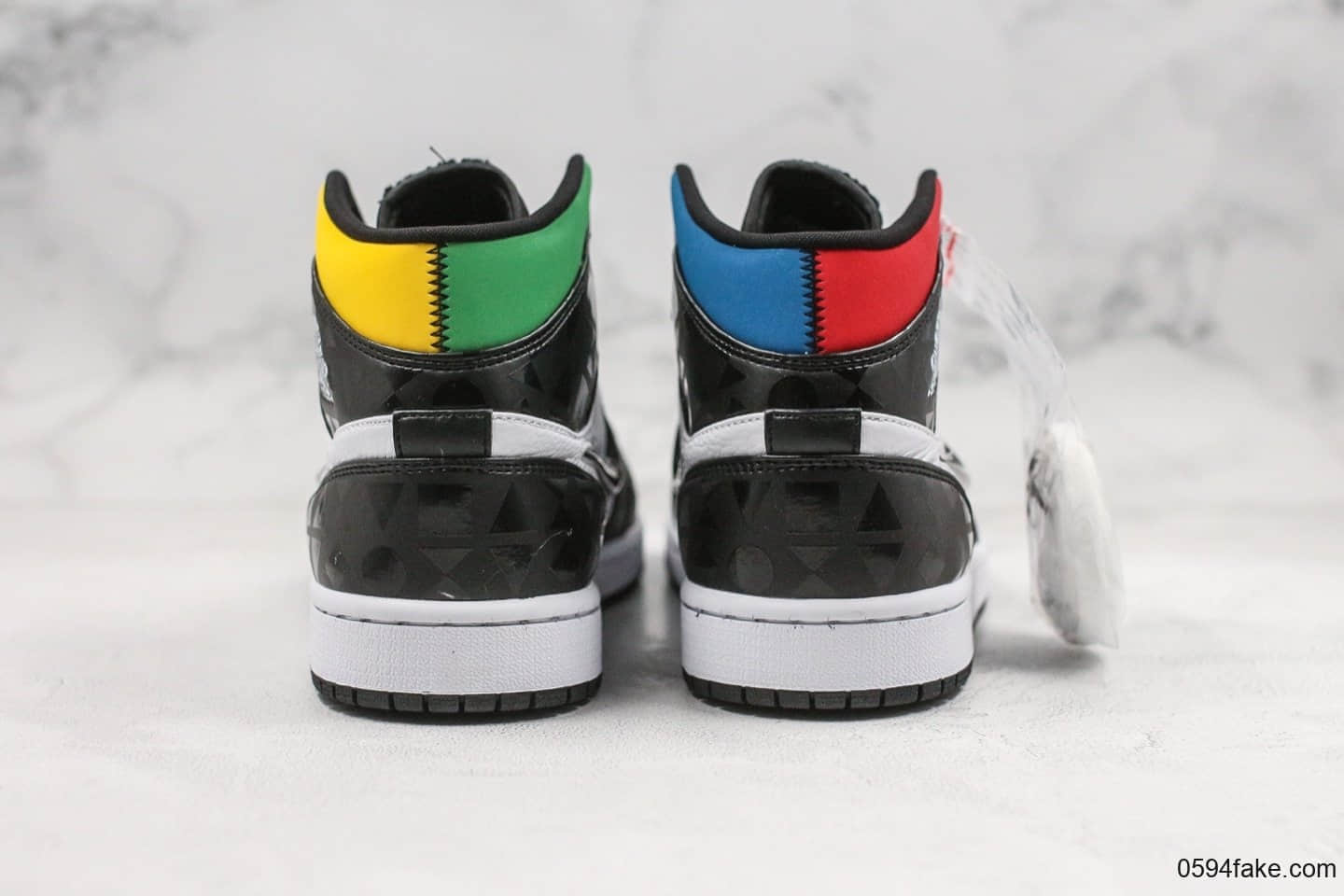 乔丹Air Jordan 1 Quai54 Mid (2019)公司级版本法国街球四色鸳鸯拼接中帮AJ1内置后掌Sole气垫原档案数据开发 货号:CJ9219-001