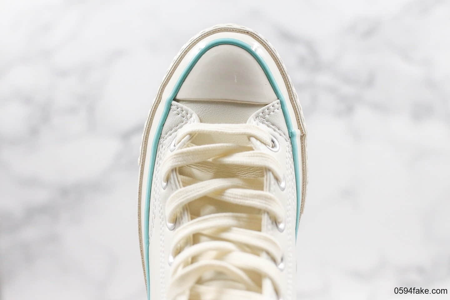 匡威Converse Chunk Taylor 70s公司级版本高帮皮面奶白蓝大学蓝硫化鞋正确硅蓝中底双围条包头 货号:563414C