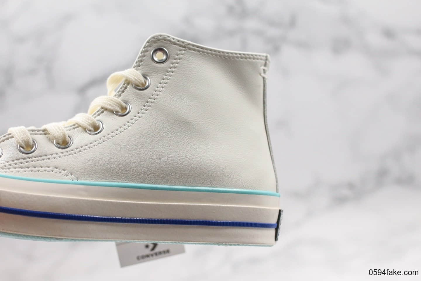 匡威Converse Chunk Taylor 70s公司级版本高帮皮面奶白蓝大学蓝硫化鞋正确硅蓝中底双围条包头 货号:563414C