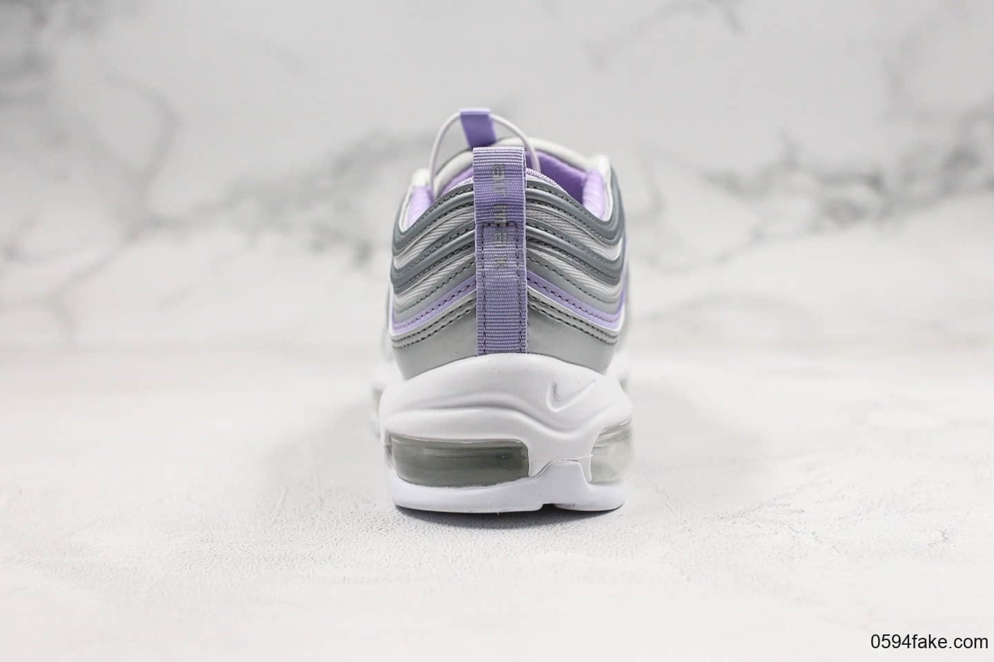 耐克Nike Air Max 97纯原版本复古子弹气垫鞋Max97银紫配色内置真实气垫原楦头原纸板打造 货号：CQ4806-015