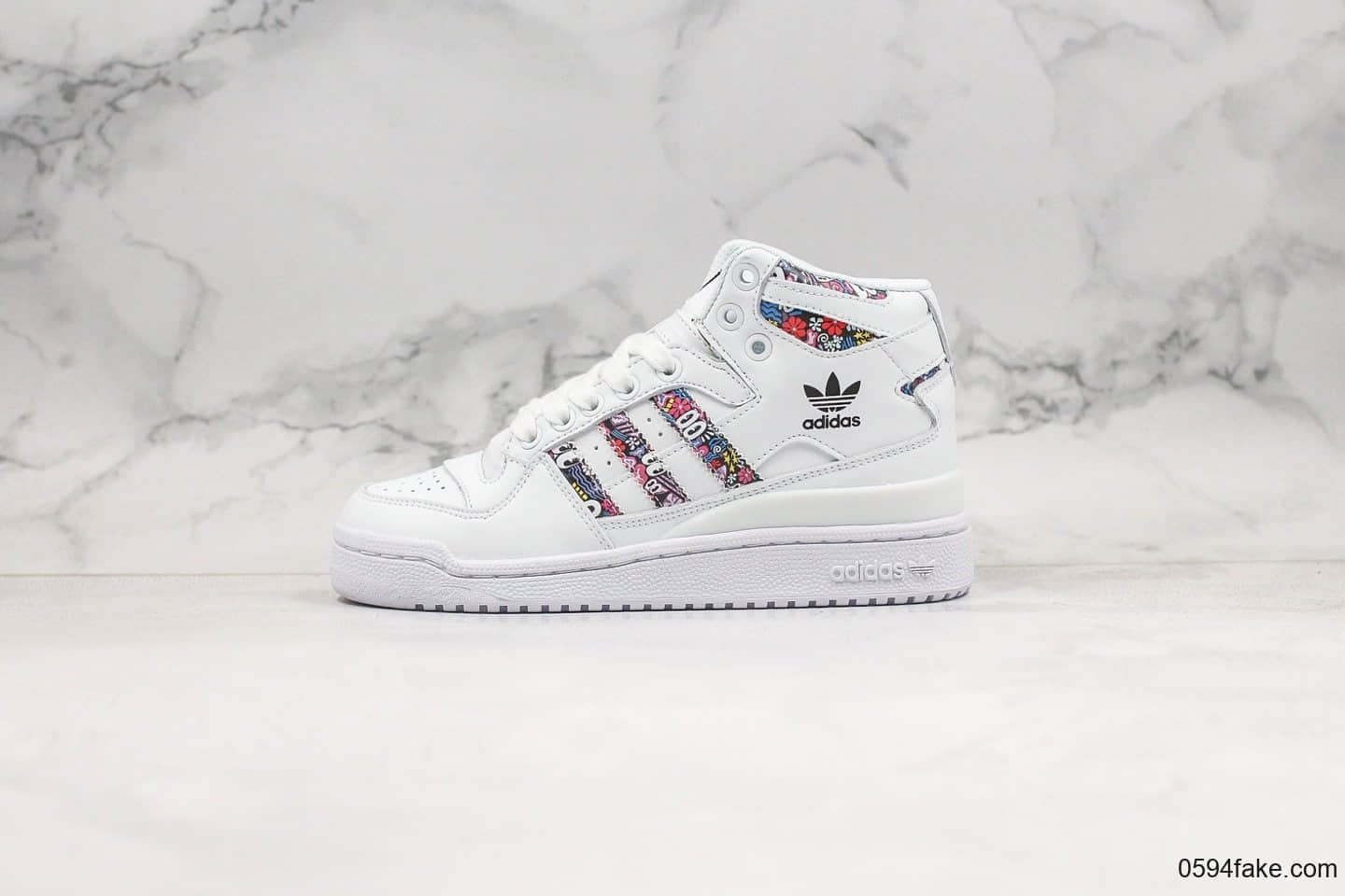 阿迪达斯Adidas Forum Mid纯原版本高帮复古板鞋白紫色原盒原标原楦头原纸板打造全鞋面头层材料 货号:FV4532