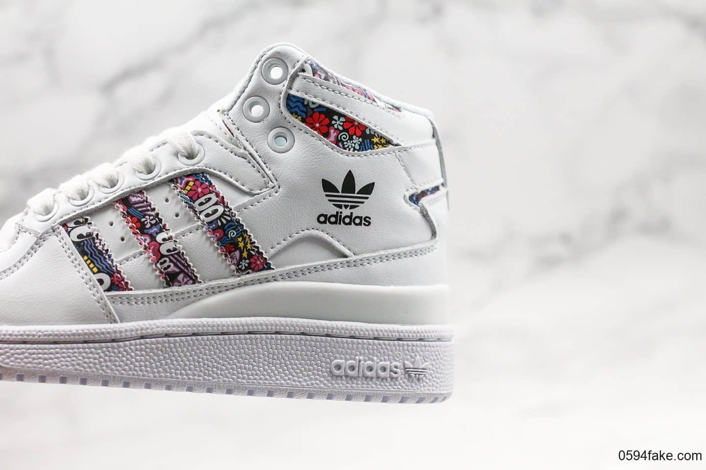 阿迪达斯Adidas Forum Mid纯原版本高帮复古板鞋白紫色原盒原标原楦头原纸板打造全鞋面头层材料 货号:FV4532