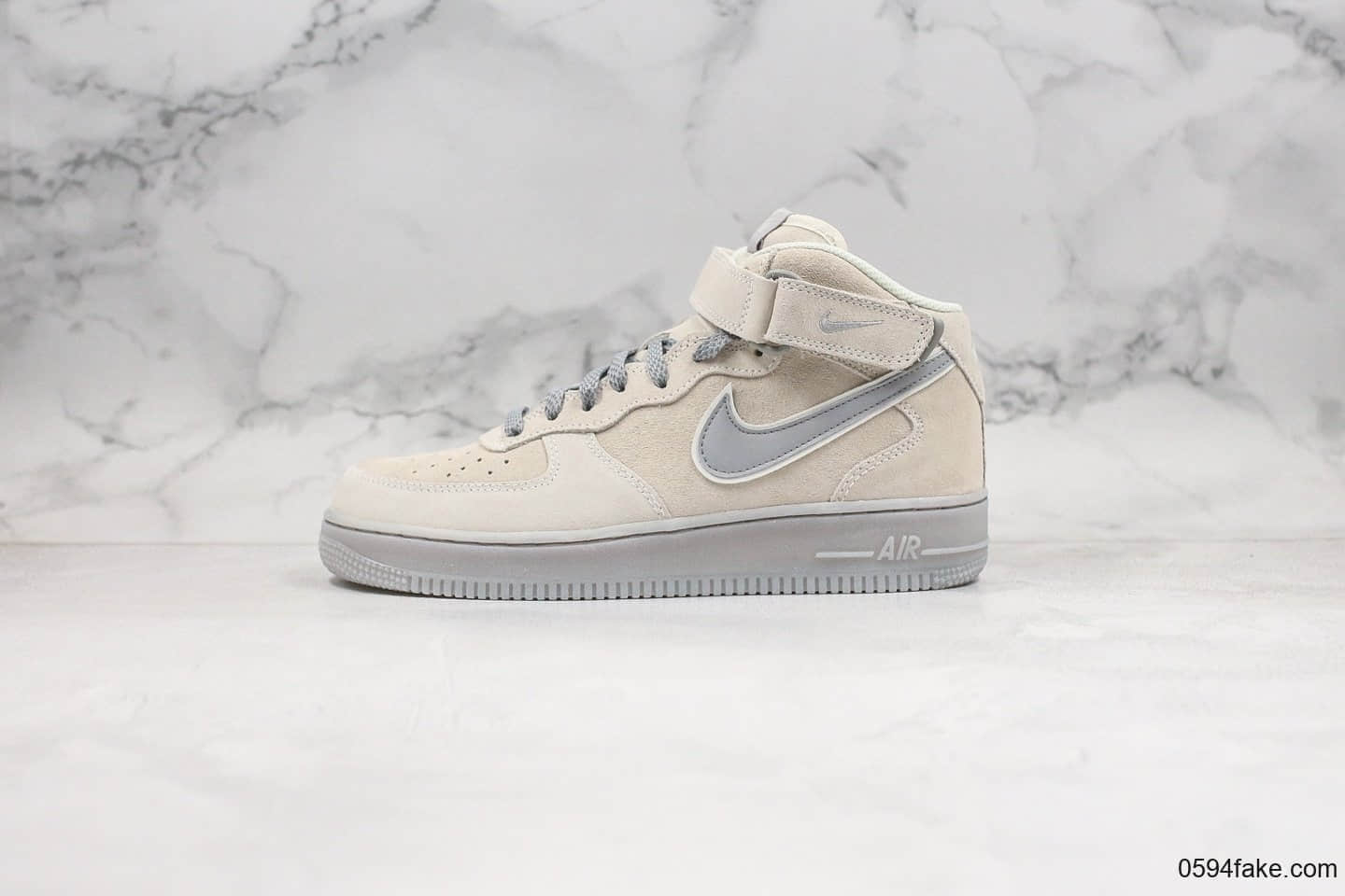 耐克Nike Air Force1 MID 1'07纯原版本3m反光中帮空军一号浅灰色果冻透明底海外限定内置全掌Sole气垫原盒原标 货号:315123-002
