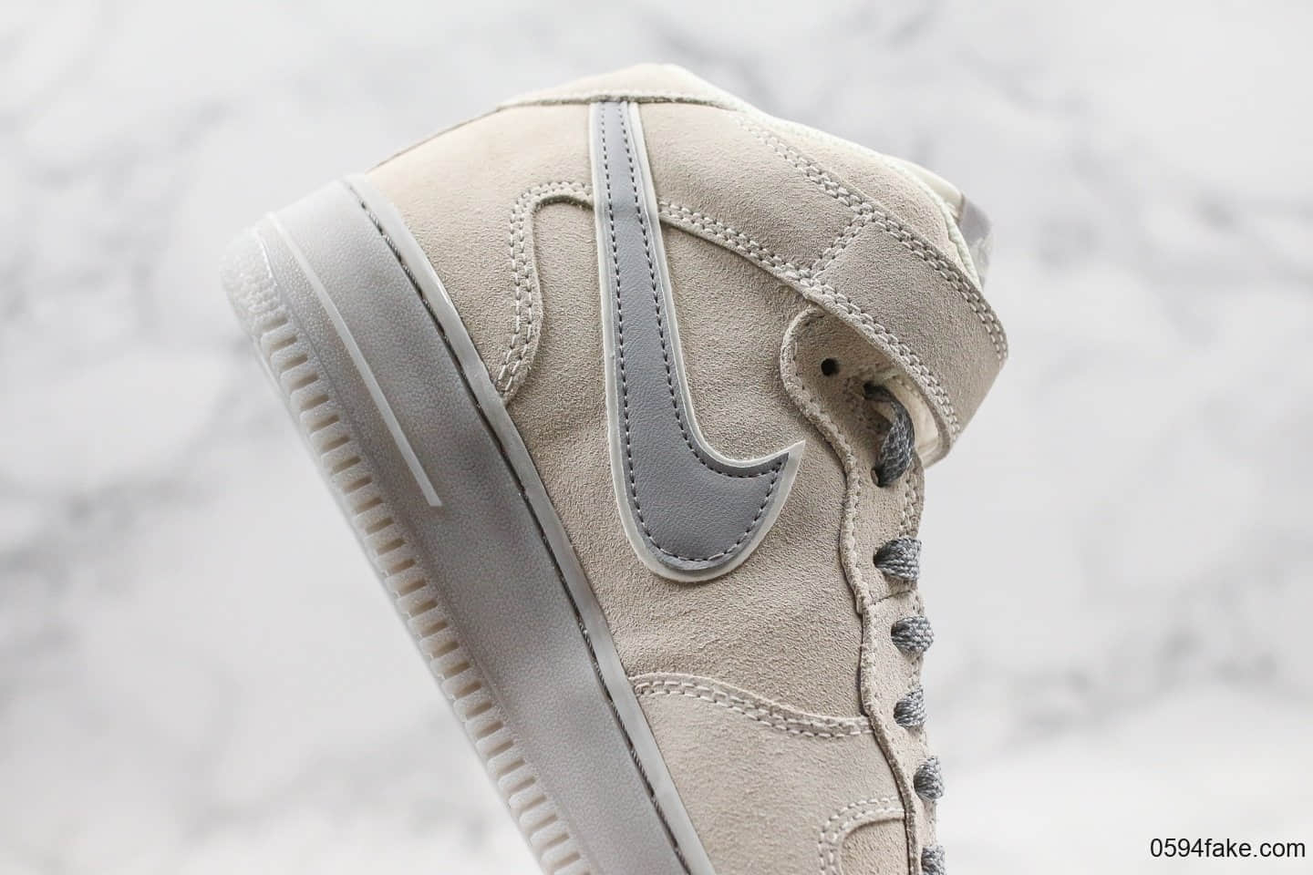 耐克Nike Air Force1 MID 1'07纯原版本3m反光中帮空军一号浅灰色果冻透明底海外限定内置全掌Sole气垫原盒原标 货号:315123-002