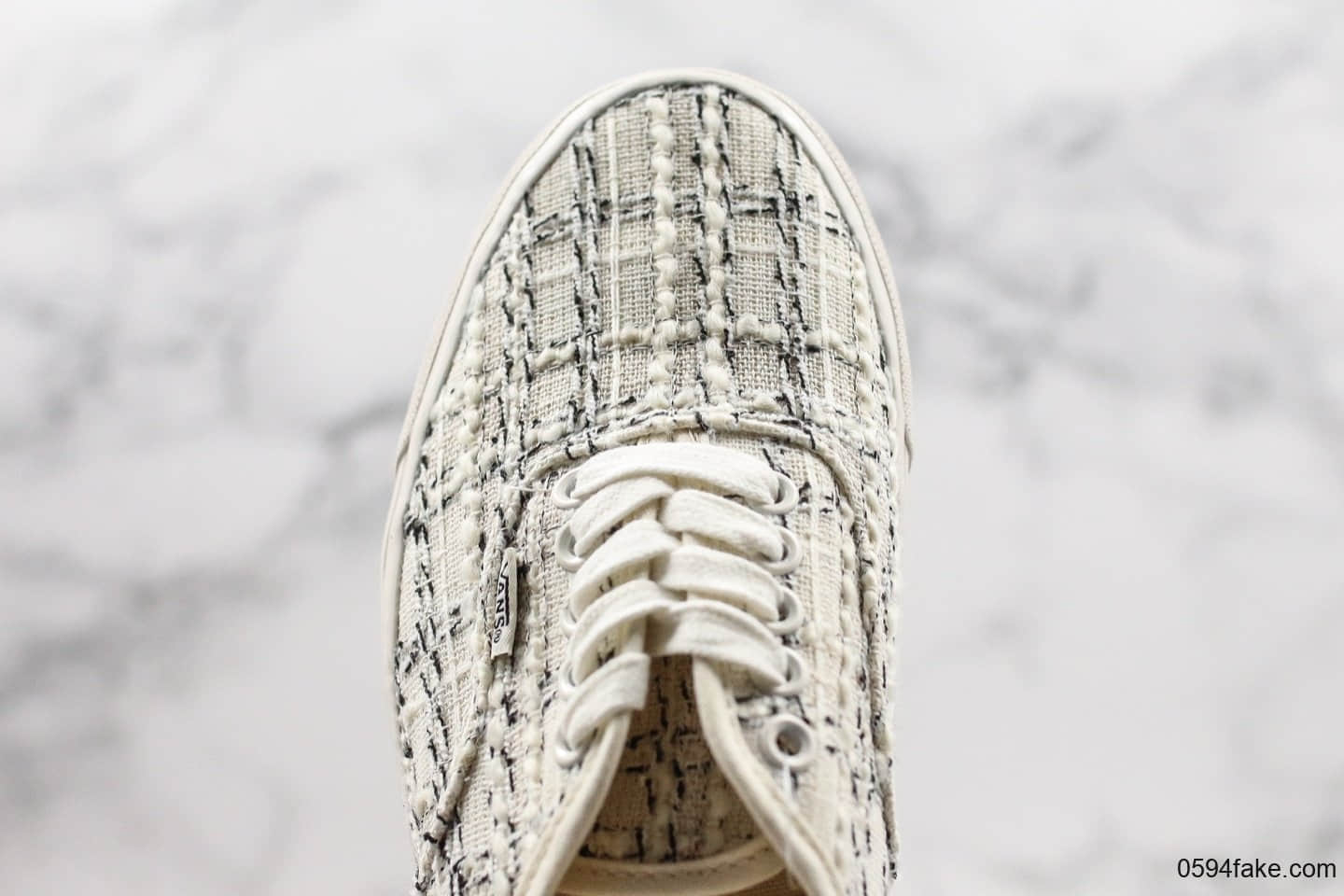 万斯Vans Vault OG Authentic LX公司级版本小香风系列白色配色粗呢花面料