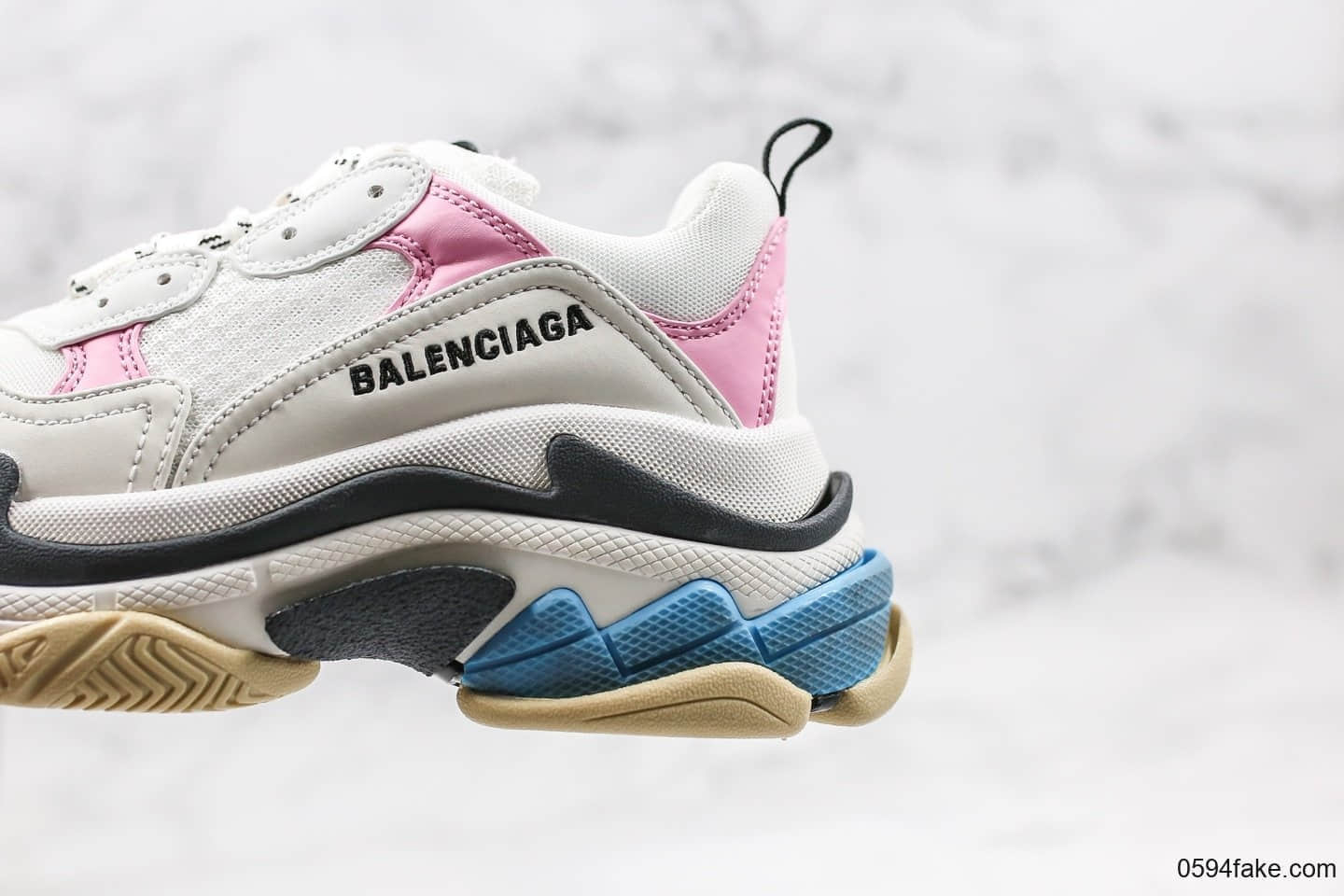 巴黎世家Balenciaga Triple S纯原版本复古老爹鞋白粉蓝色女神配色官方鞋盒鞋带