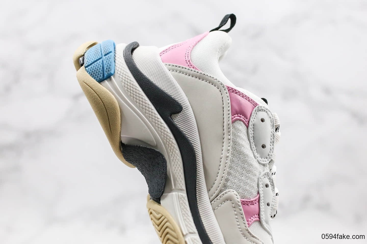 巴黎世家Balenciaga Triple S纯原版本复古老爹鞋白粉蓝色女神配色官方鞋盒鞋带