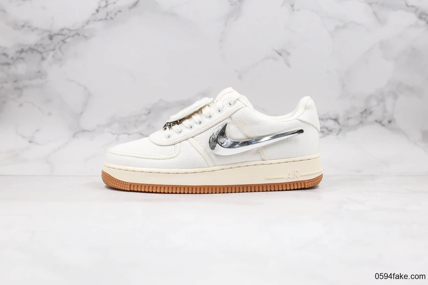 耐克Travis Scott x Nike Air Force 1纯原版本联名款低帮空军一号换钩米白配色正确3M反光内置气垫原盒原标 货号:AQ4211-101